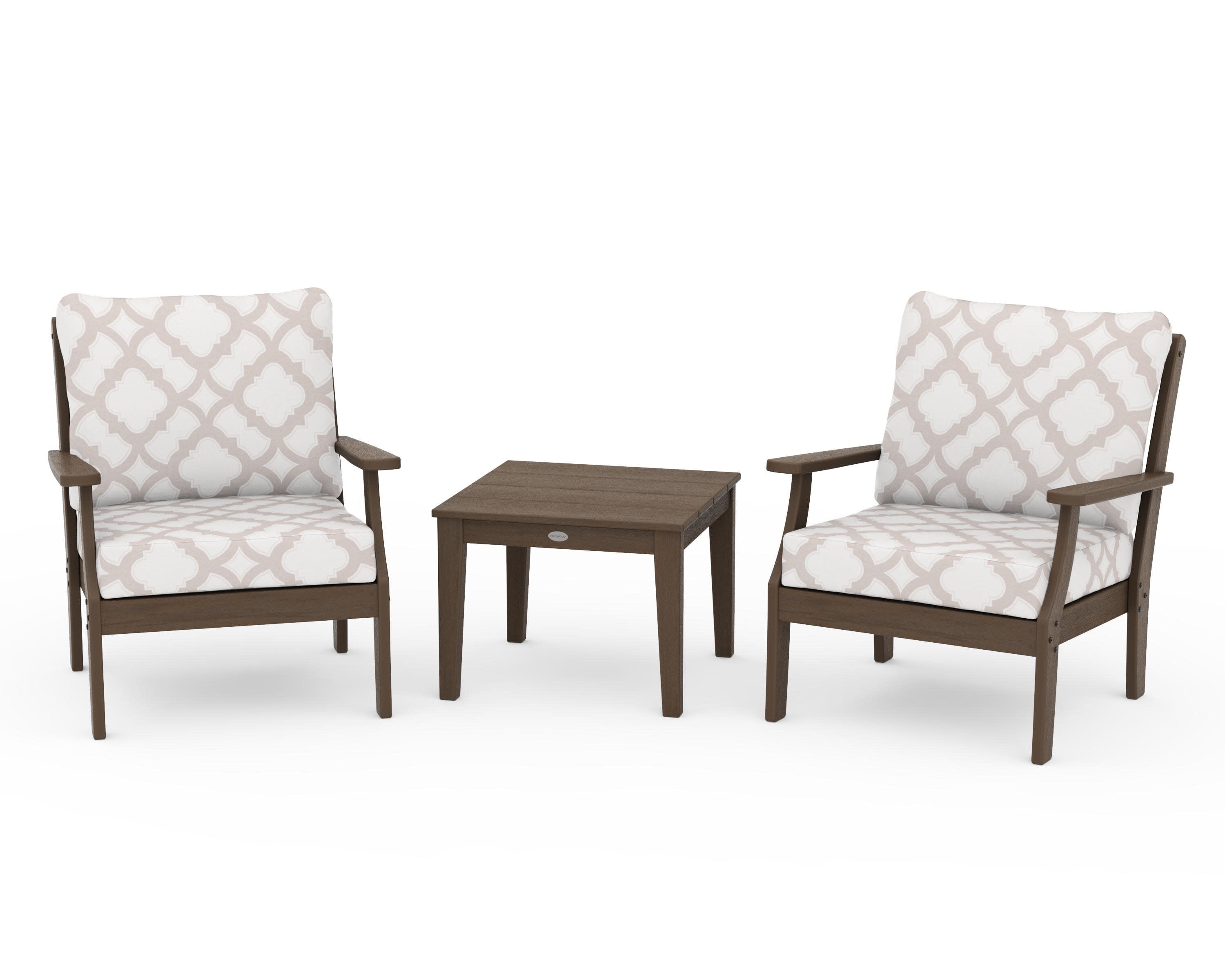 Braxton 3-Piece Deep Seating Set in Kona / Trellis Dune Burlap