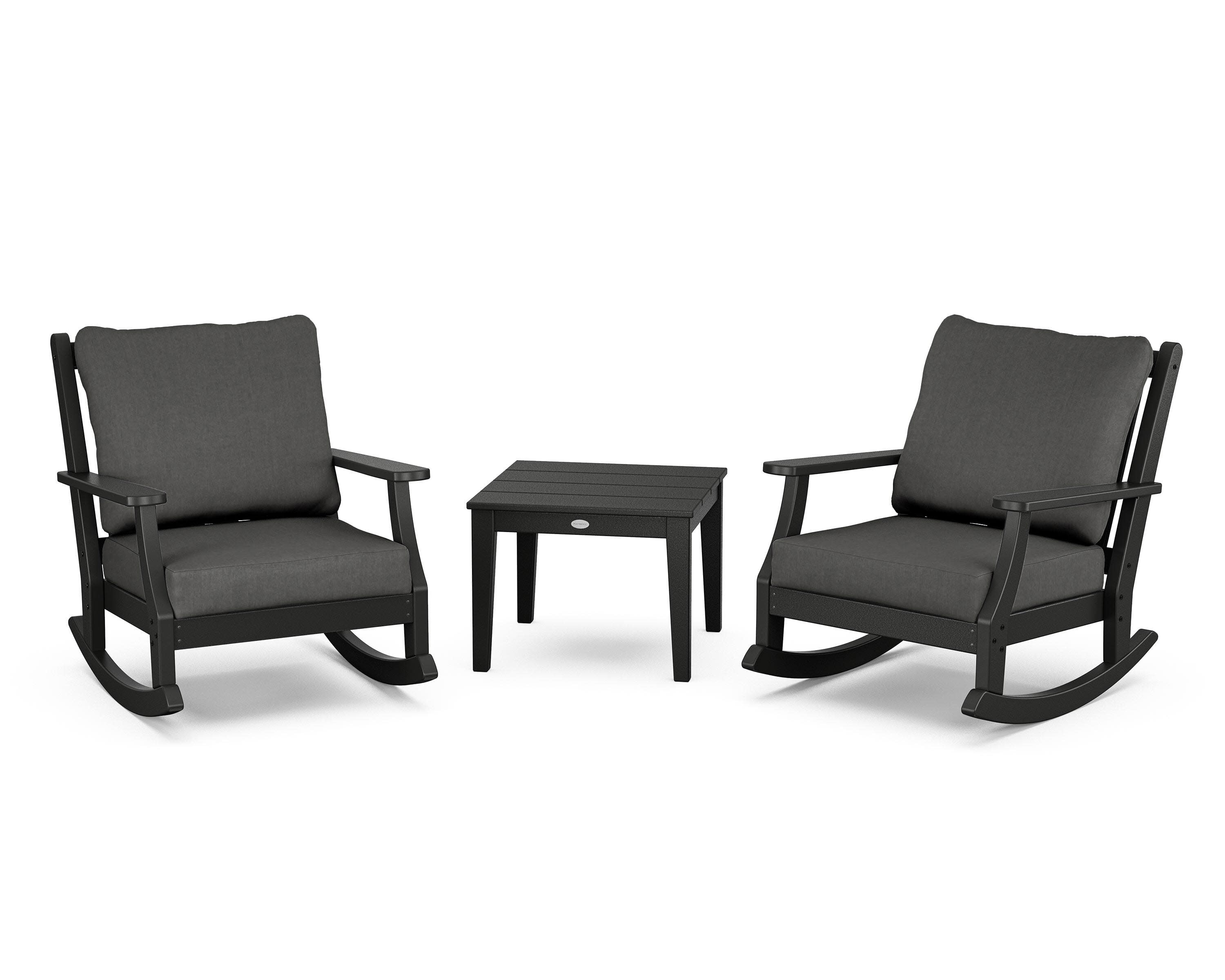Wovendale 3-Piece Deep Seating Rocker Set in Black / Spectrum Carbon