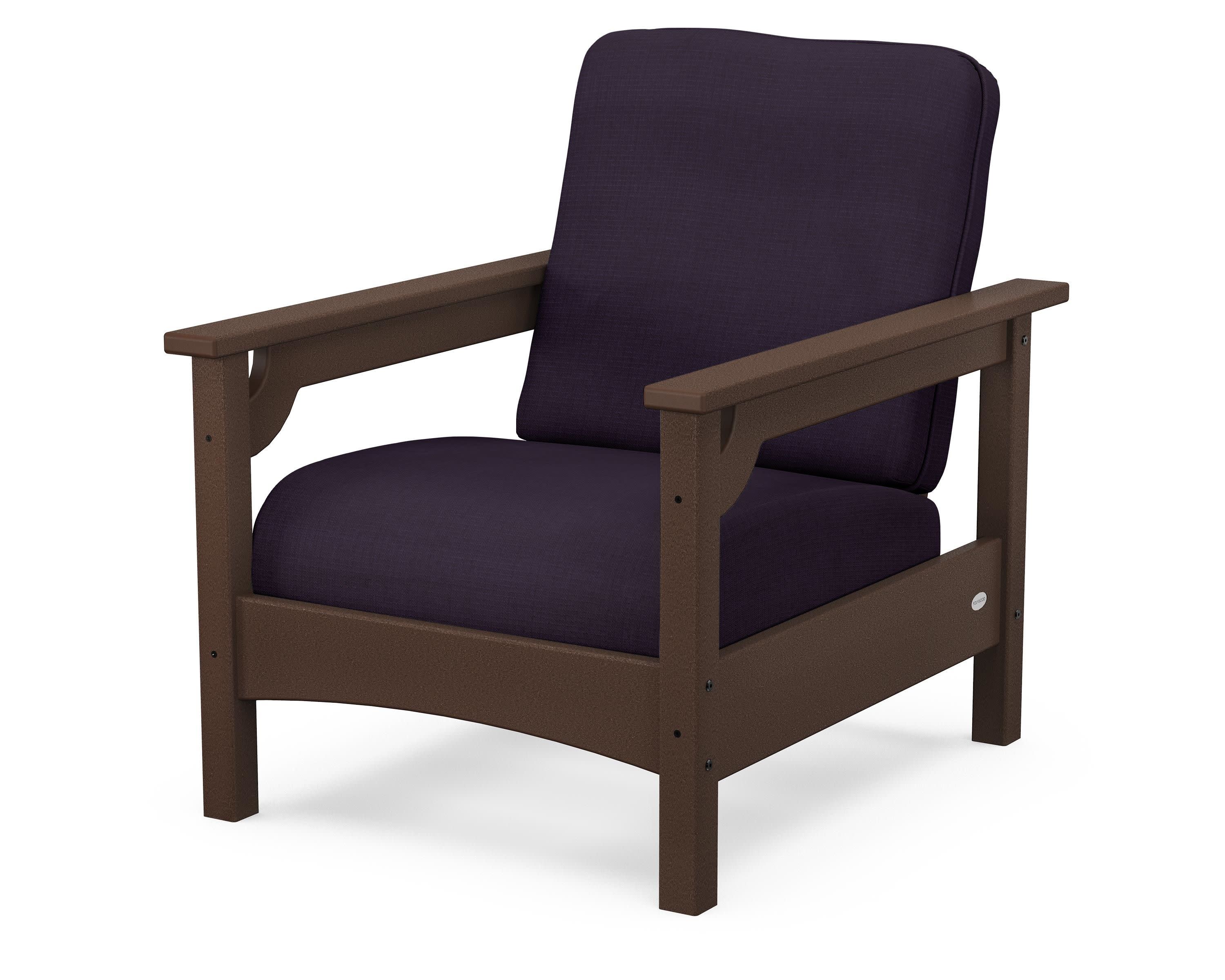 Club Chair in Mahogany / Navy Linen