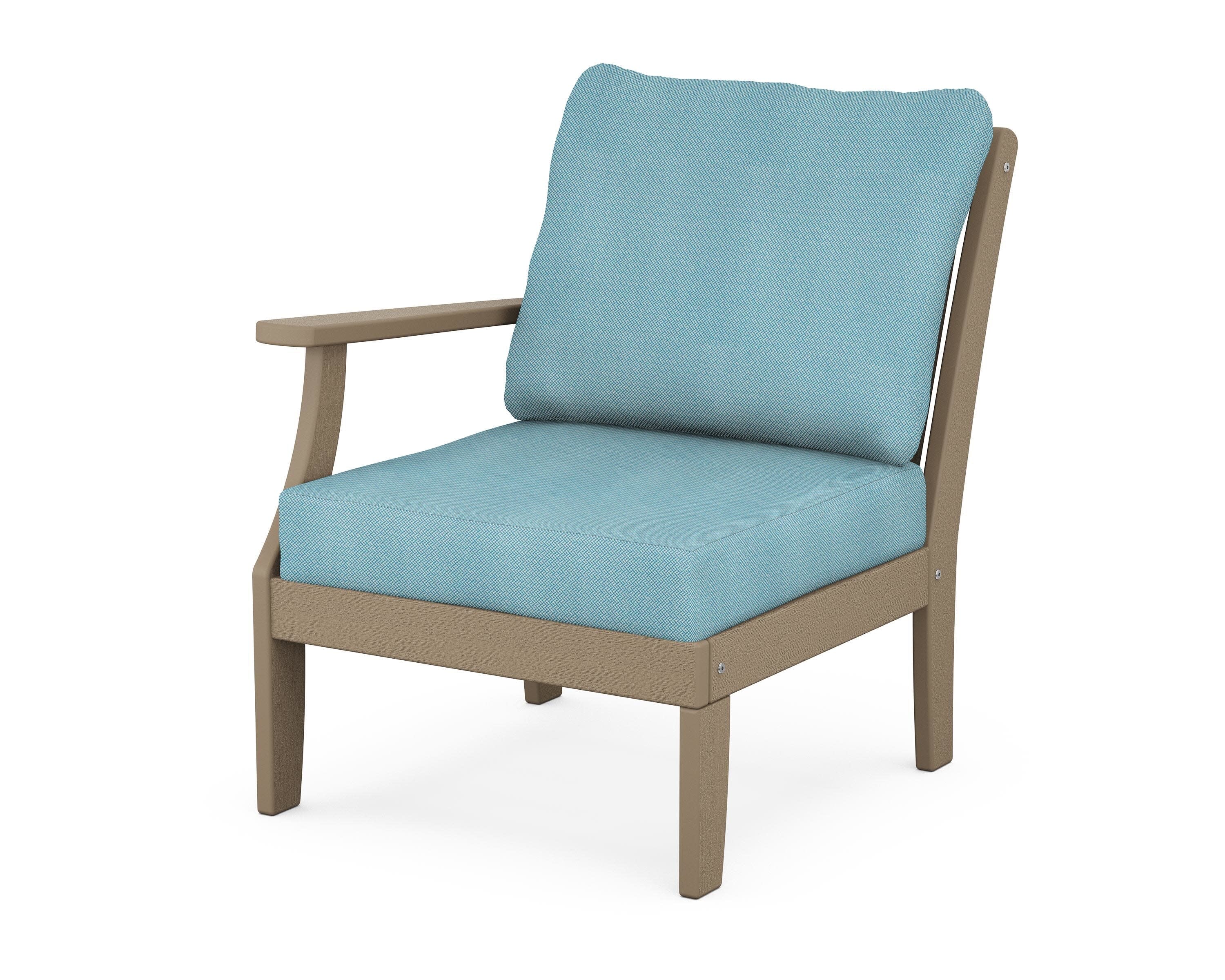 Braxton Modular Left Arm Chair in Vintage Sahara / Lattice Sky Blue