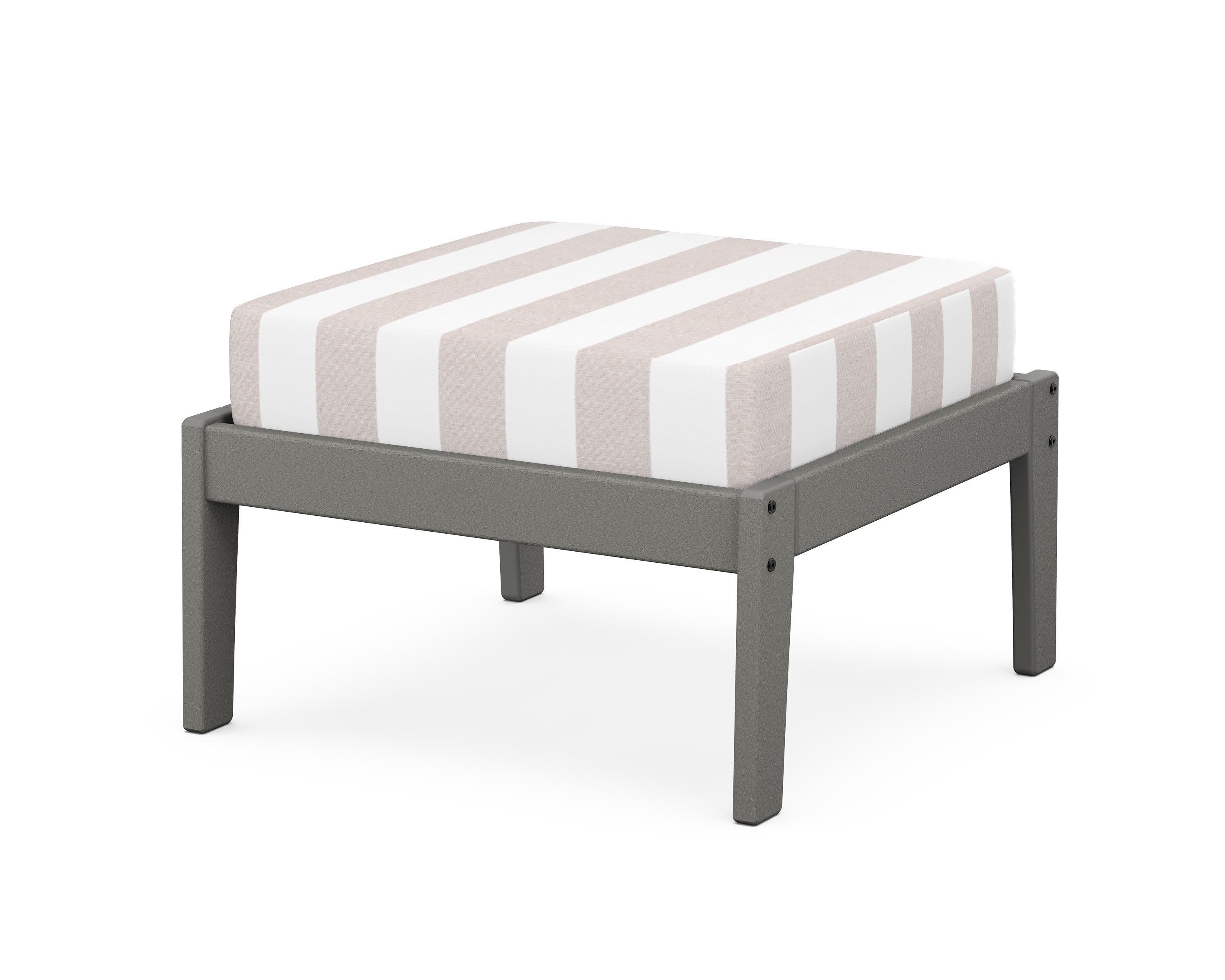 Deep Seating Ottoman in Slate Grey / Cabana Stripe Dune Burlap