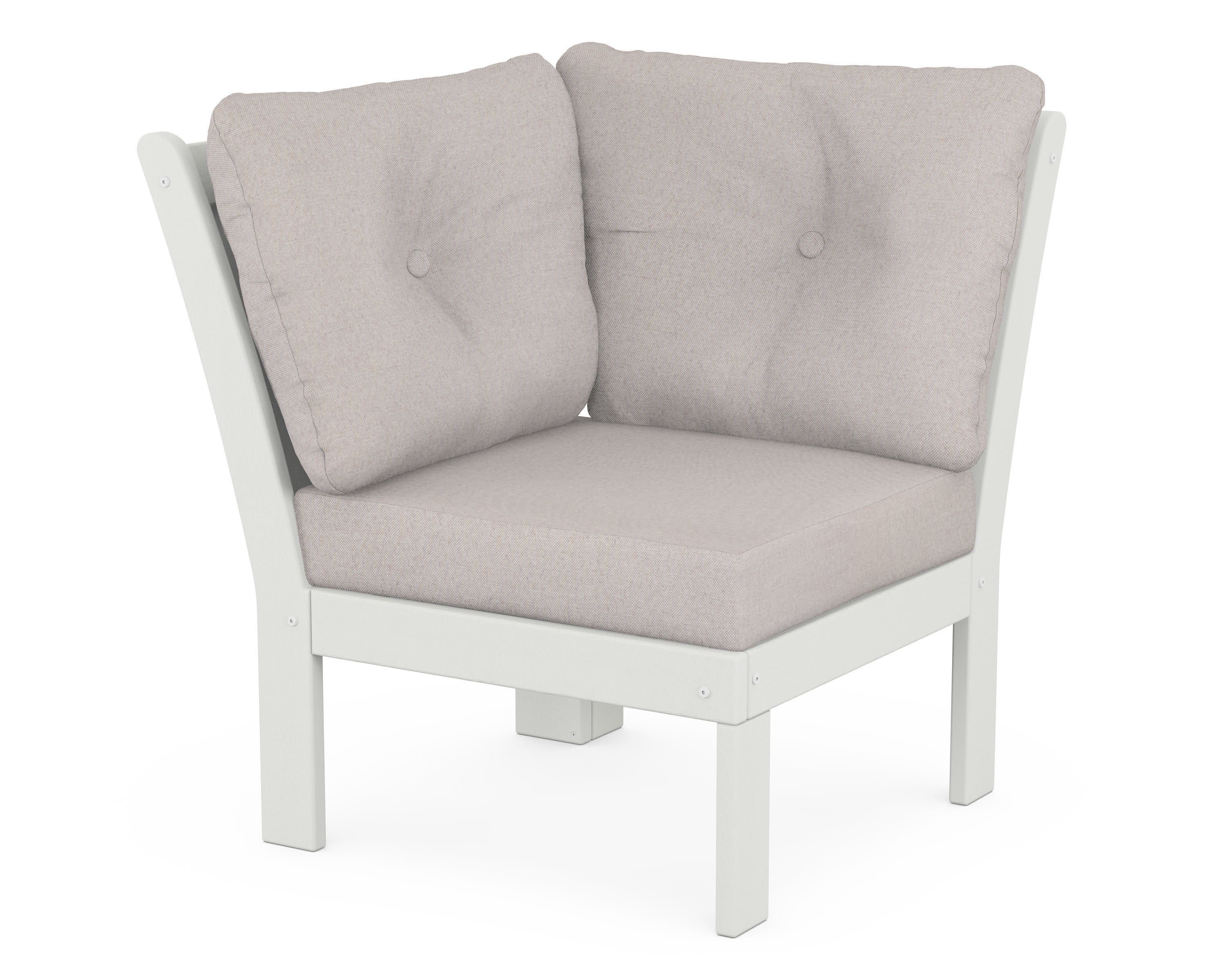Vineyard Modular Corner Chair in Vintage White / Dune Burlap
