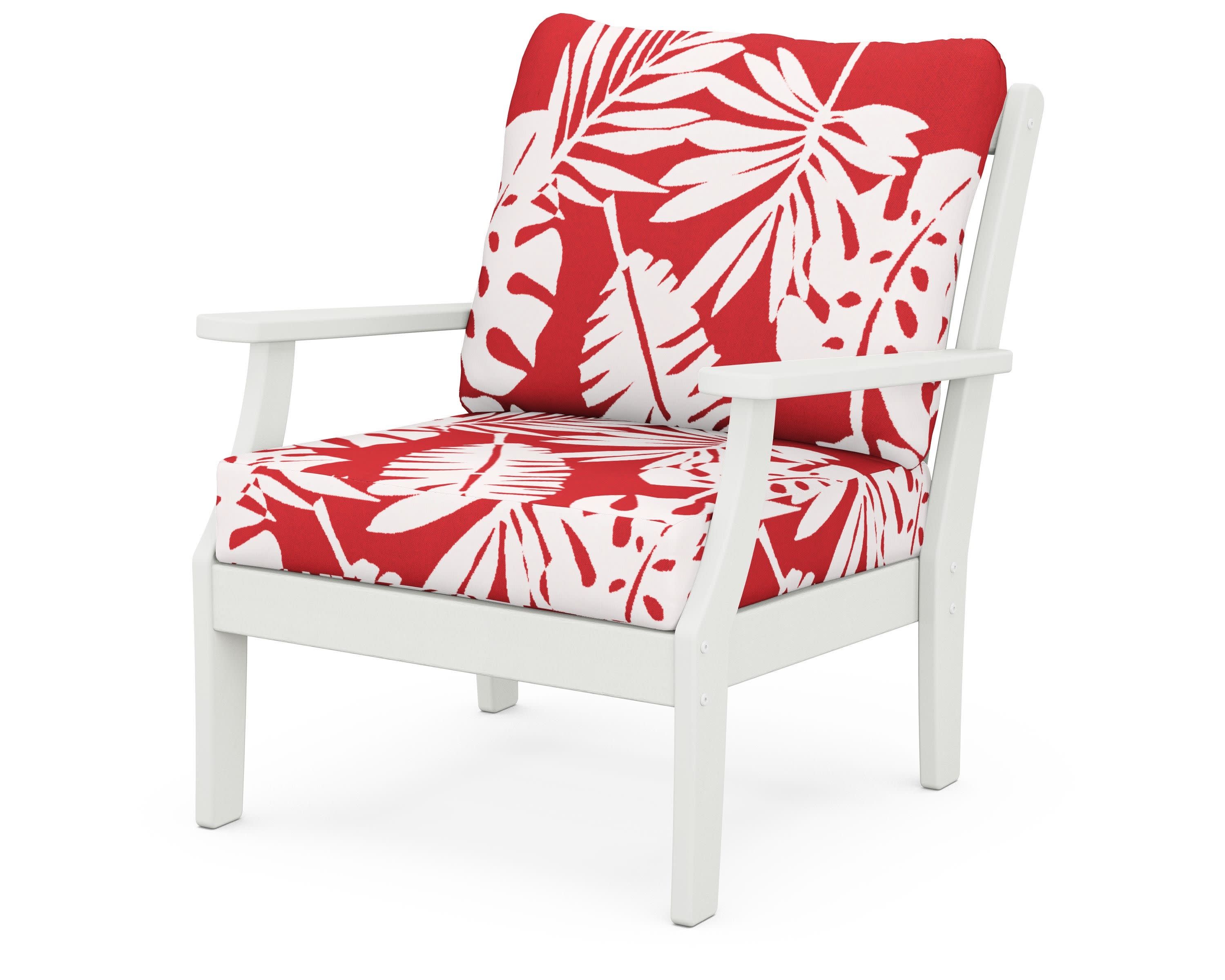 Braxton Deep Seating Chair in Vintage White / Leaf Crimson