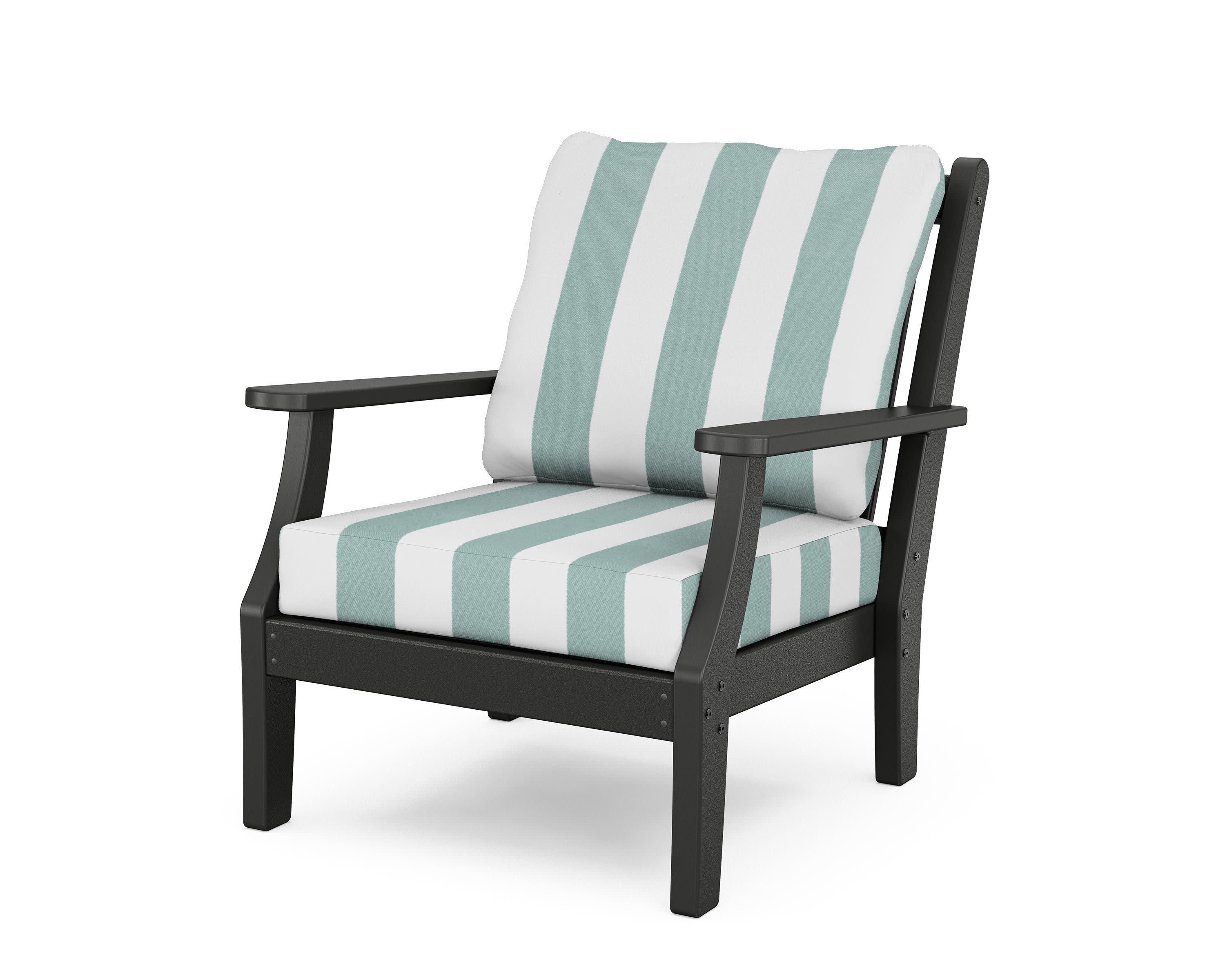Wovendale Deep Seating Chair in Black / Cabana Stripe Glacier Spa