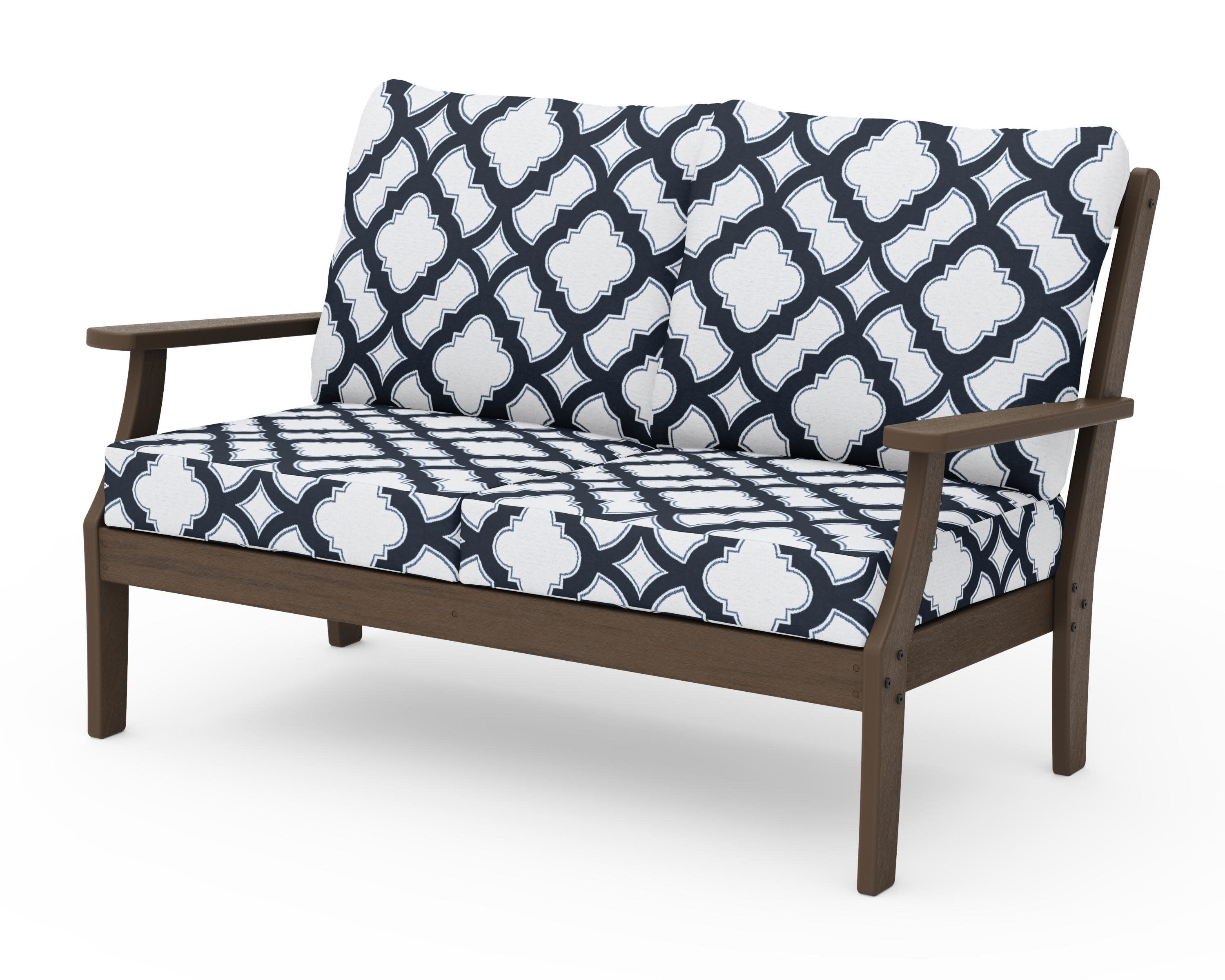 Braxton Deep Seating Loveseat in Kona / Trellis Marine Indigo