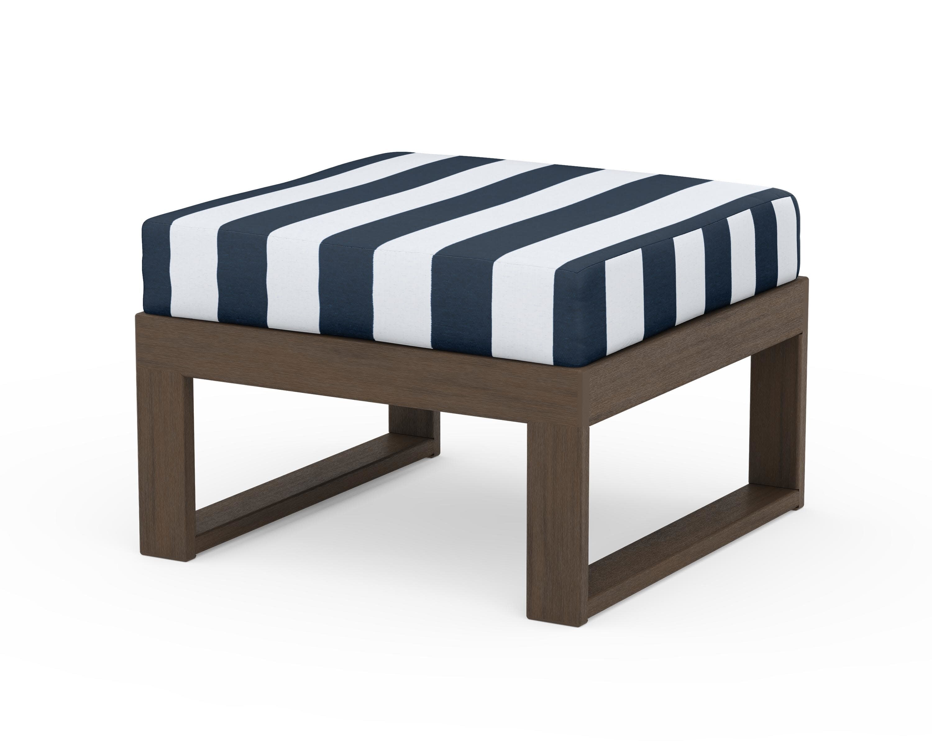 Modular Ottoman - Modern in Kona / Cabana Stripe Marine Indigo