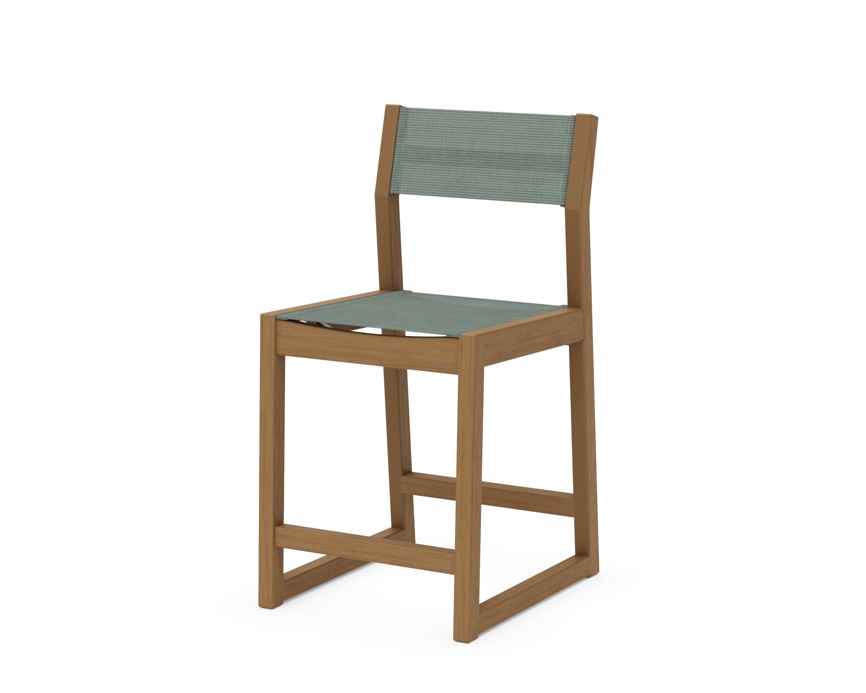 EDGE Sling Counter Side Chair in Natural / Dupioni Sea Mist Sling
