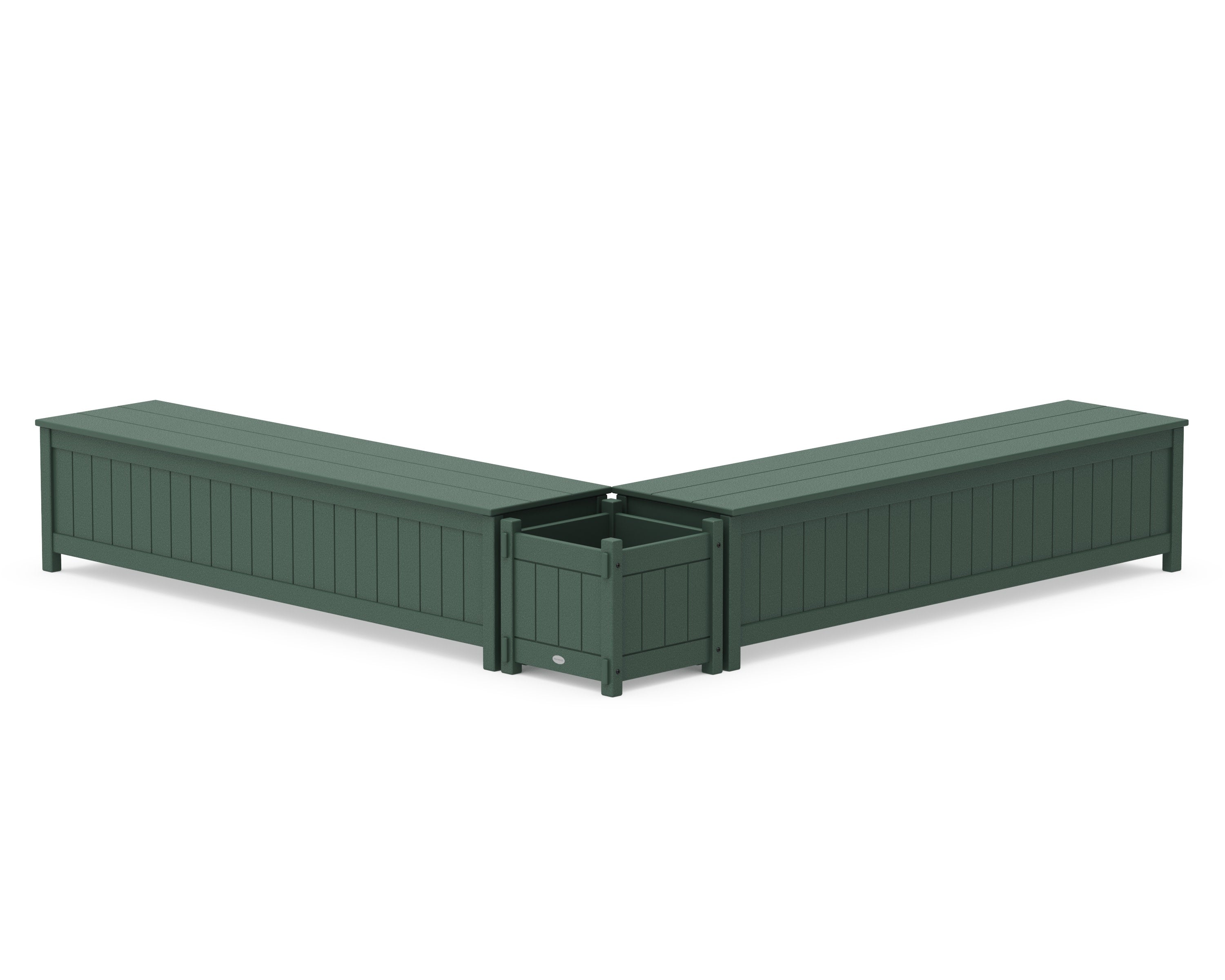 72" Vineyard L- Shaped Planter Storage Bench Set in Green