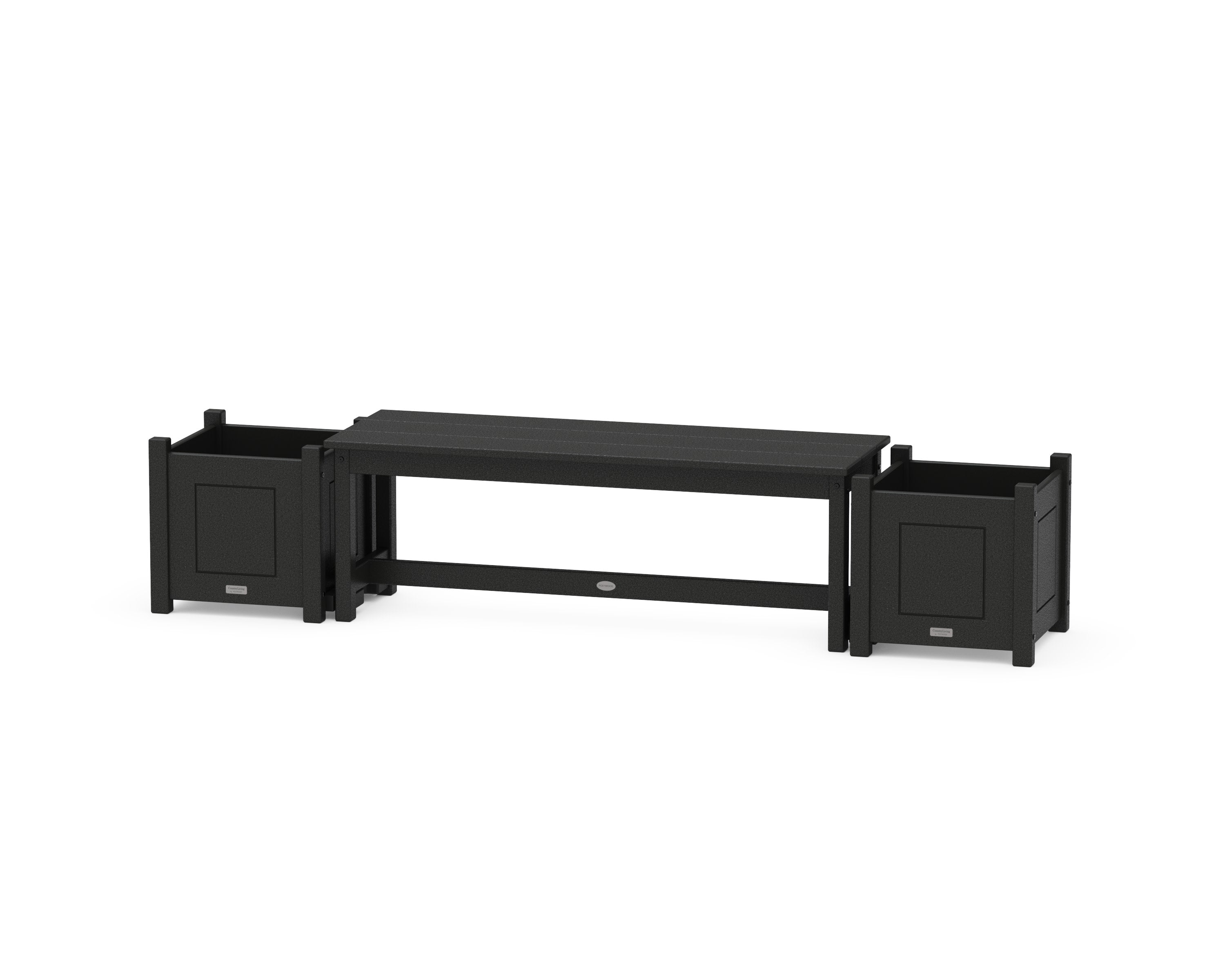 48" Country Living Straight Planter Bench Set in Black