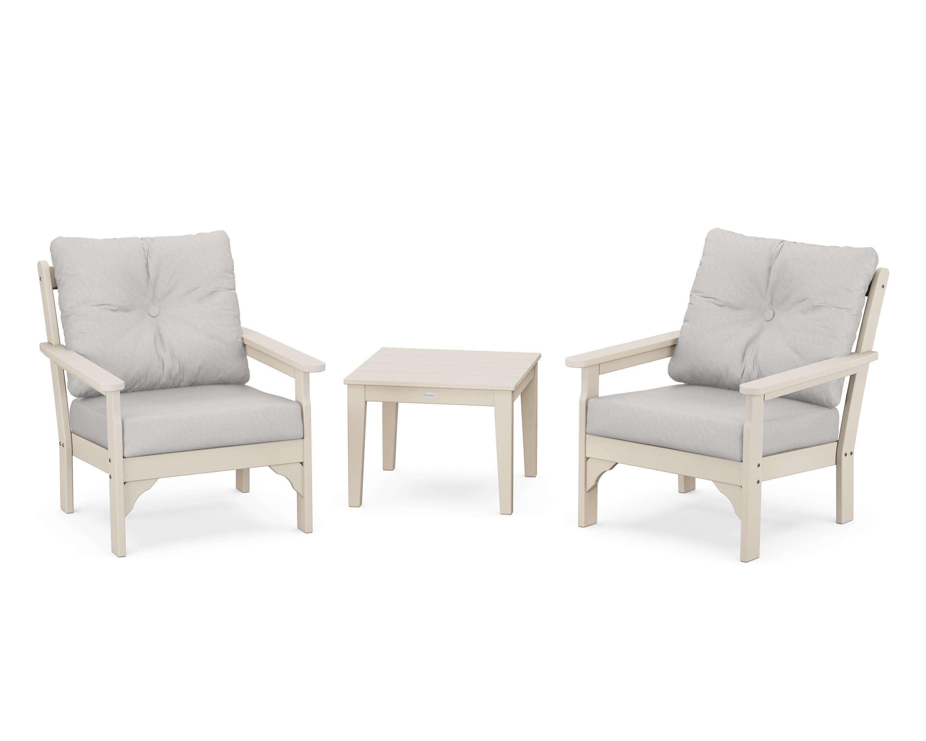 Vineyard 3-Piece Deep Seating Set in Sand / Diamond in the Rough