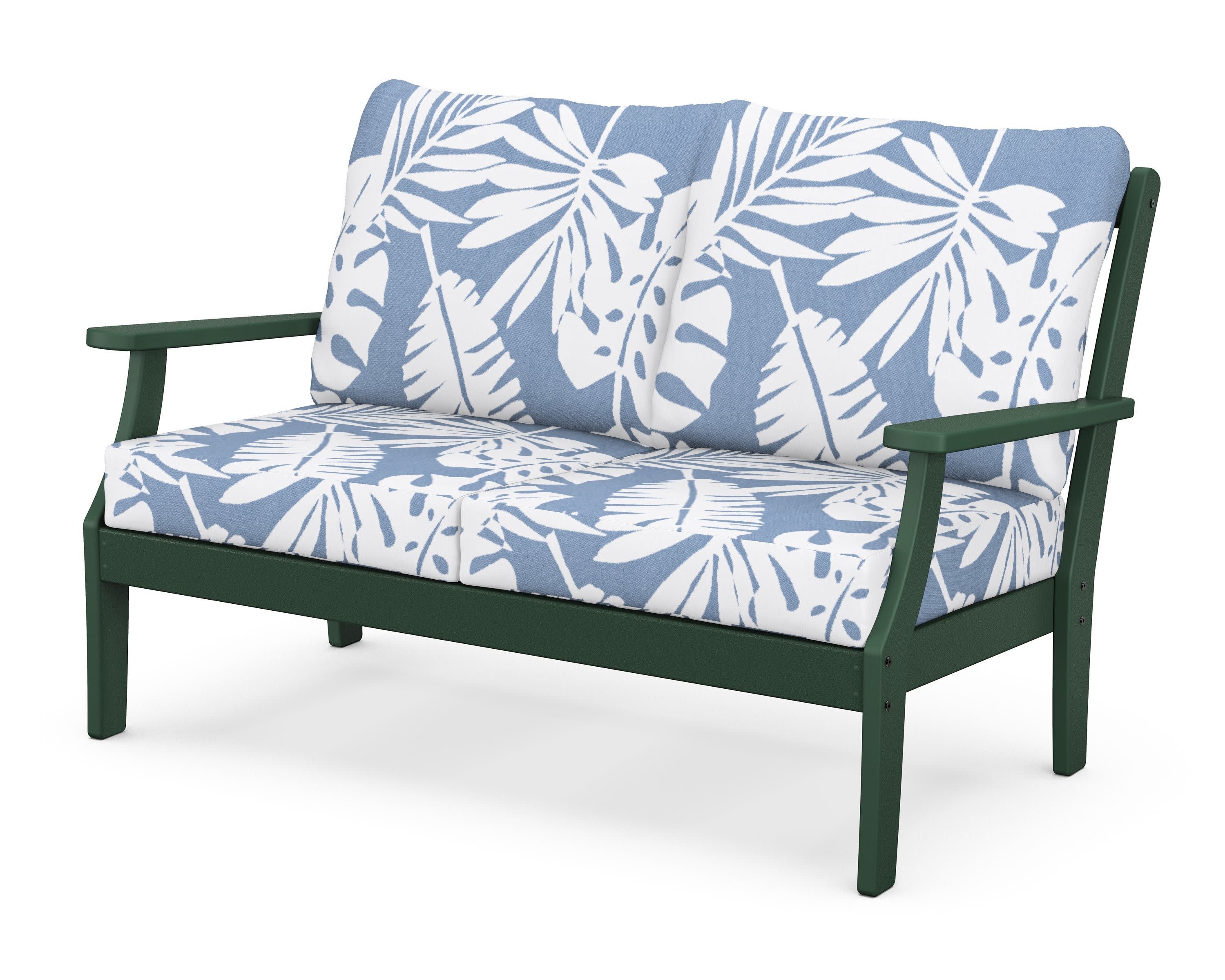 Braxton Deep Seating Loveseat in Green / Leaf Sky Blue