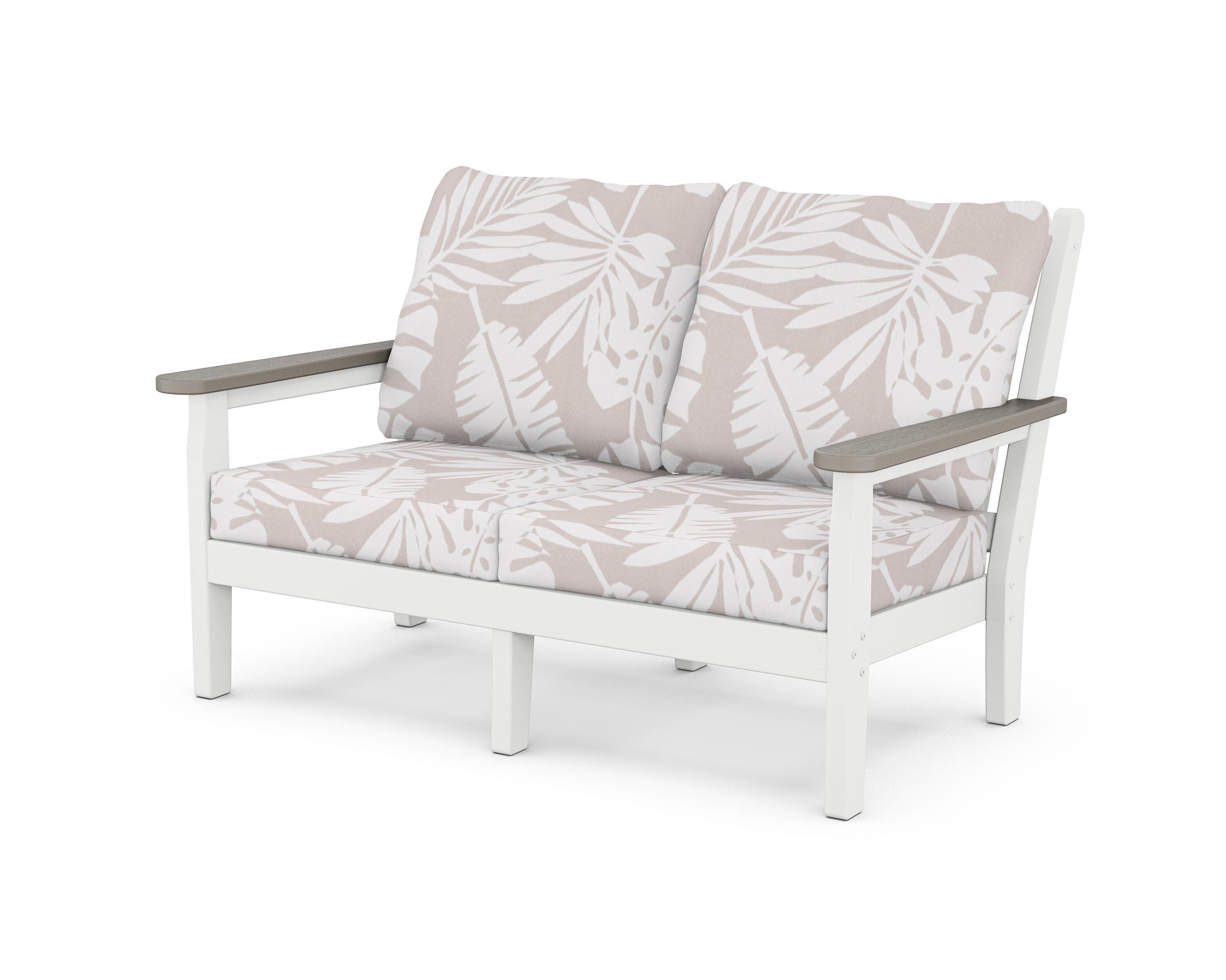 Chippendale Deep Seating Loveseat in White / Driftwood / Leaf Dune Burlap