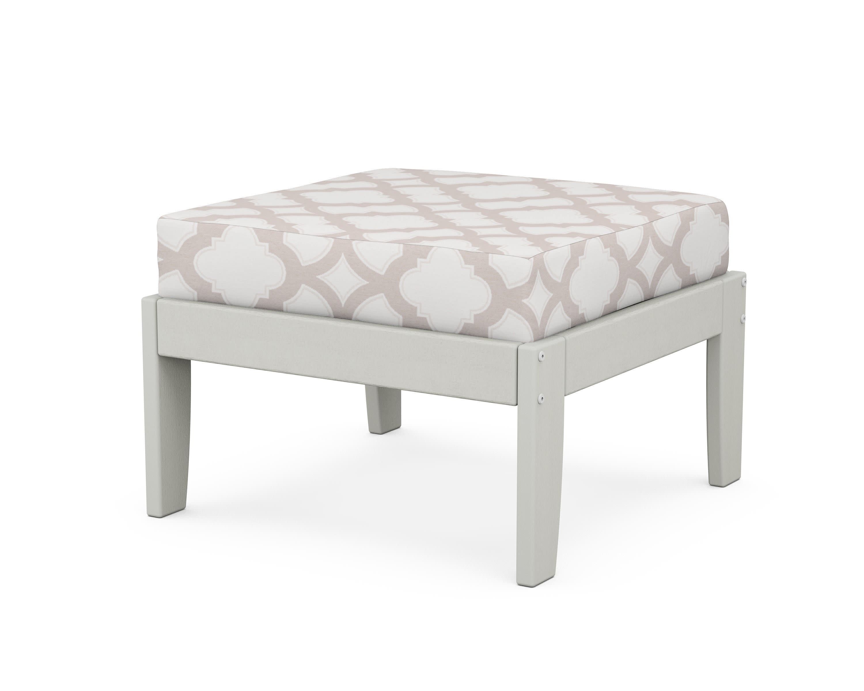 Modular Ottoman - Classic in Vintage White / Trellis Dune Burlap