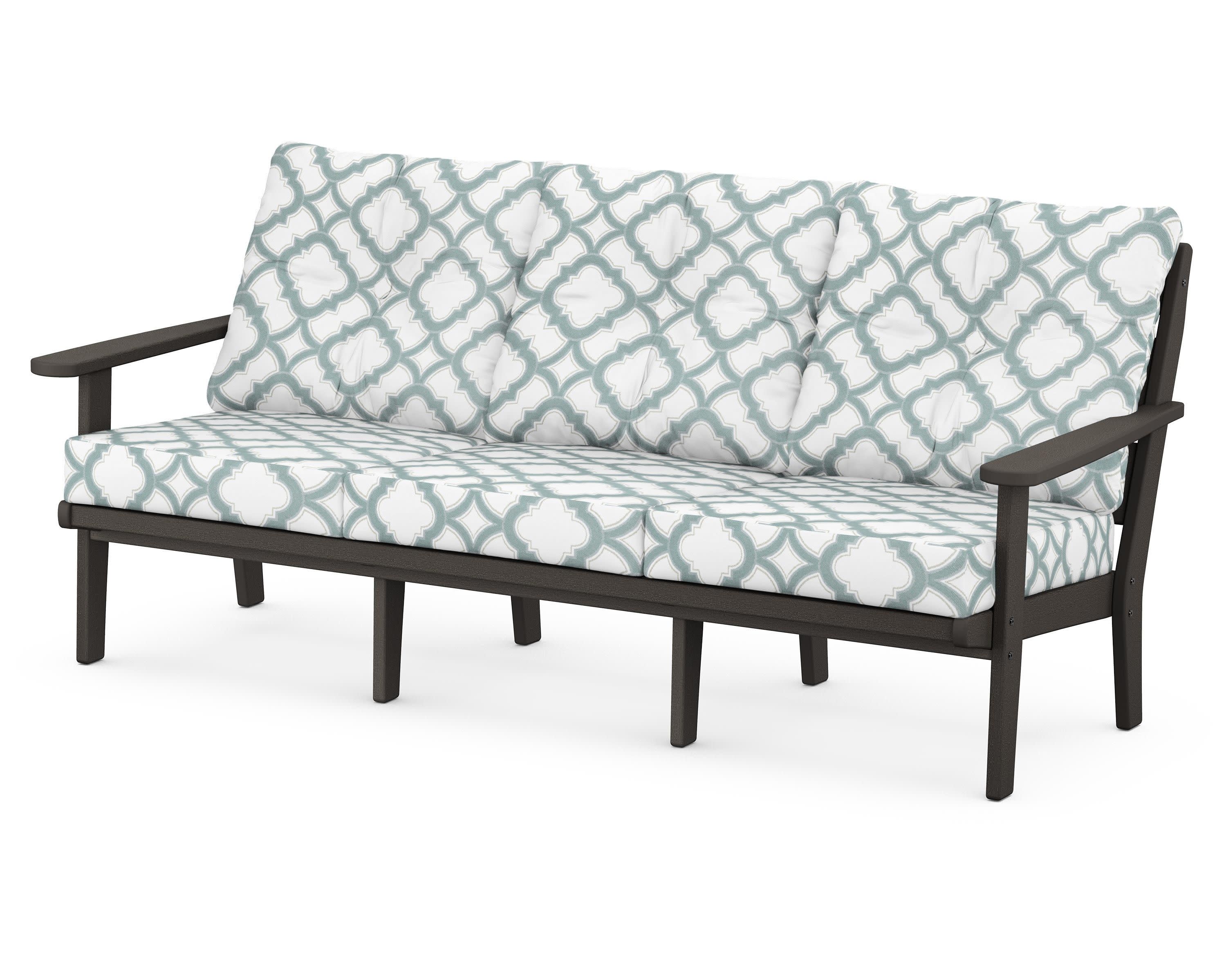 Lakeside Deep Seating Sofa in Vintage Coffee / Trellis Glacier Spa