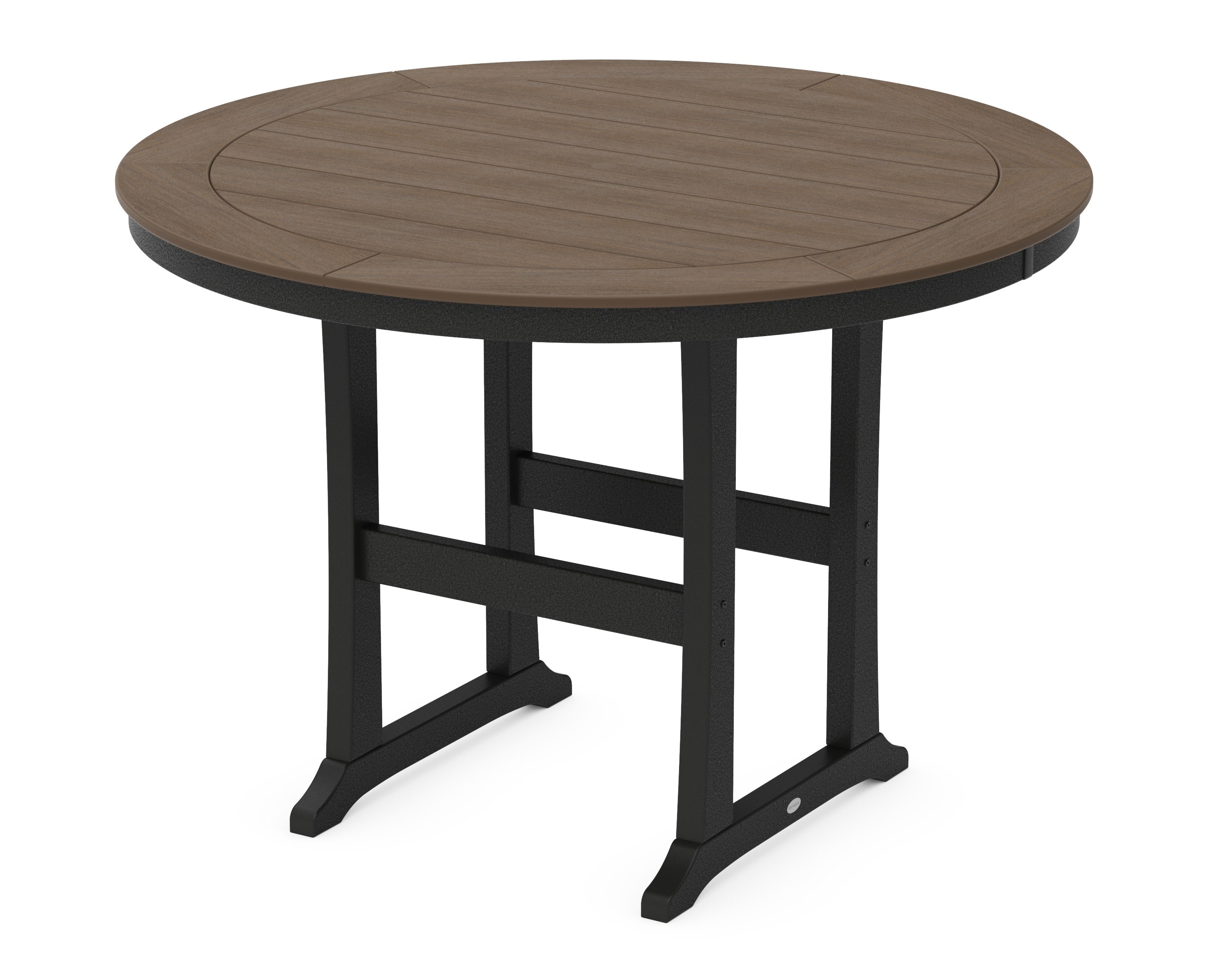 Nautical Trestle 60" Round Bar Table in Black / Kona