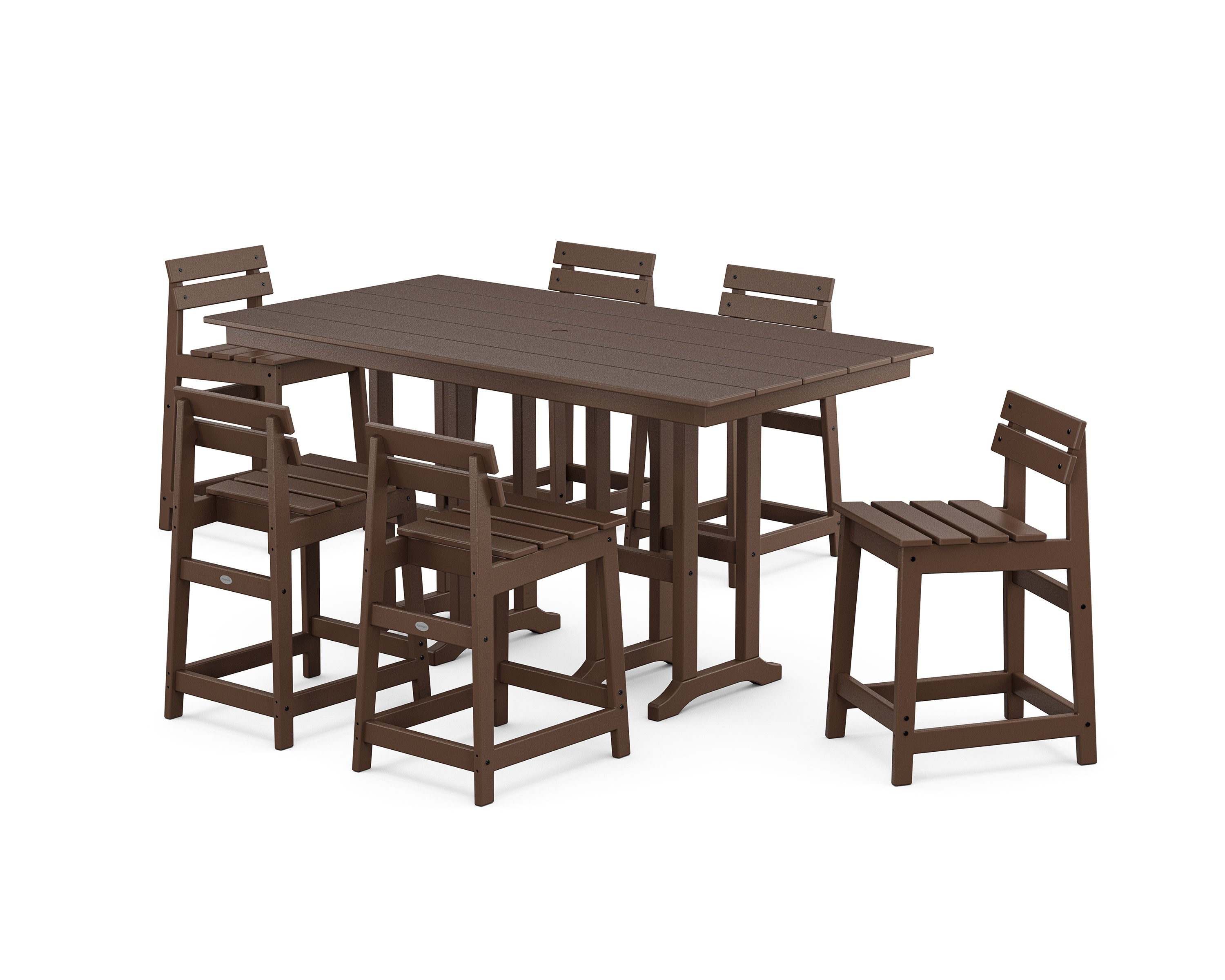 Modern Studio Plaza Lowback Counter Chair 7-Piece Set in Mahogany