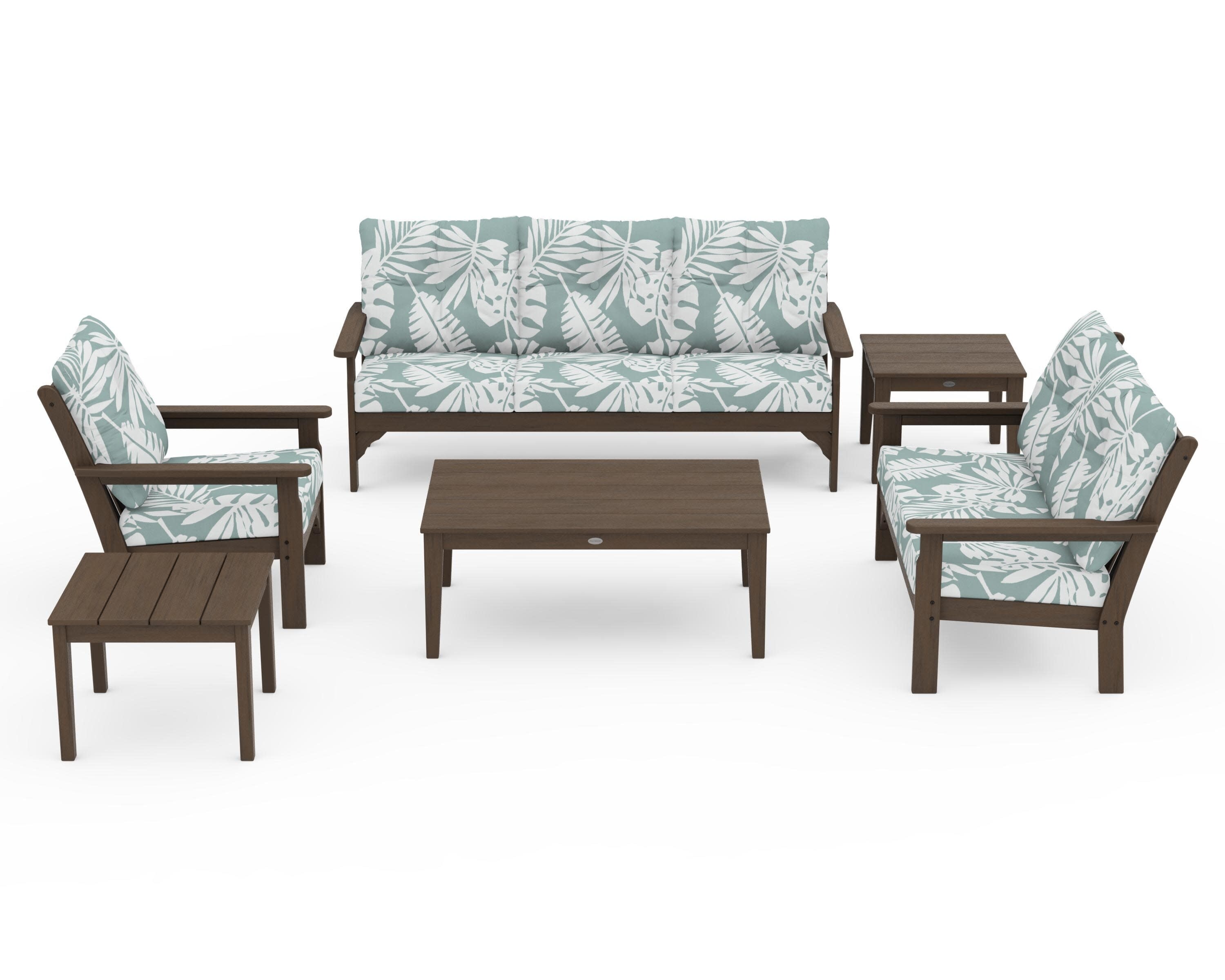 Vineyard 6-Piece Deep Seating Set in Kona / Leaf Glacier Spa