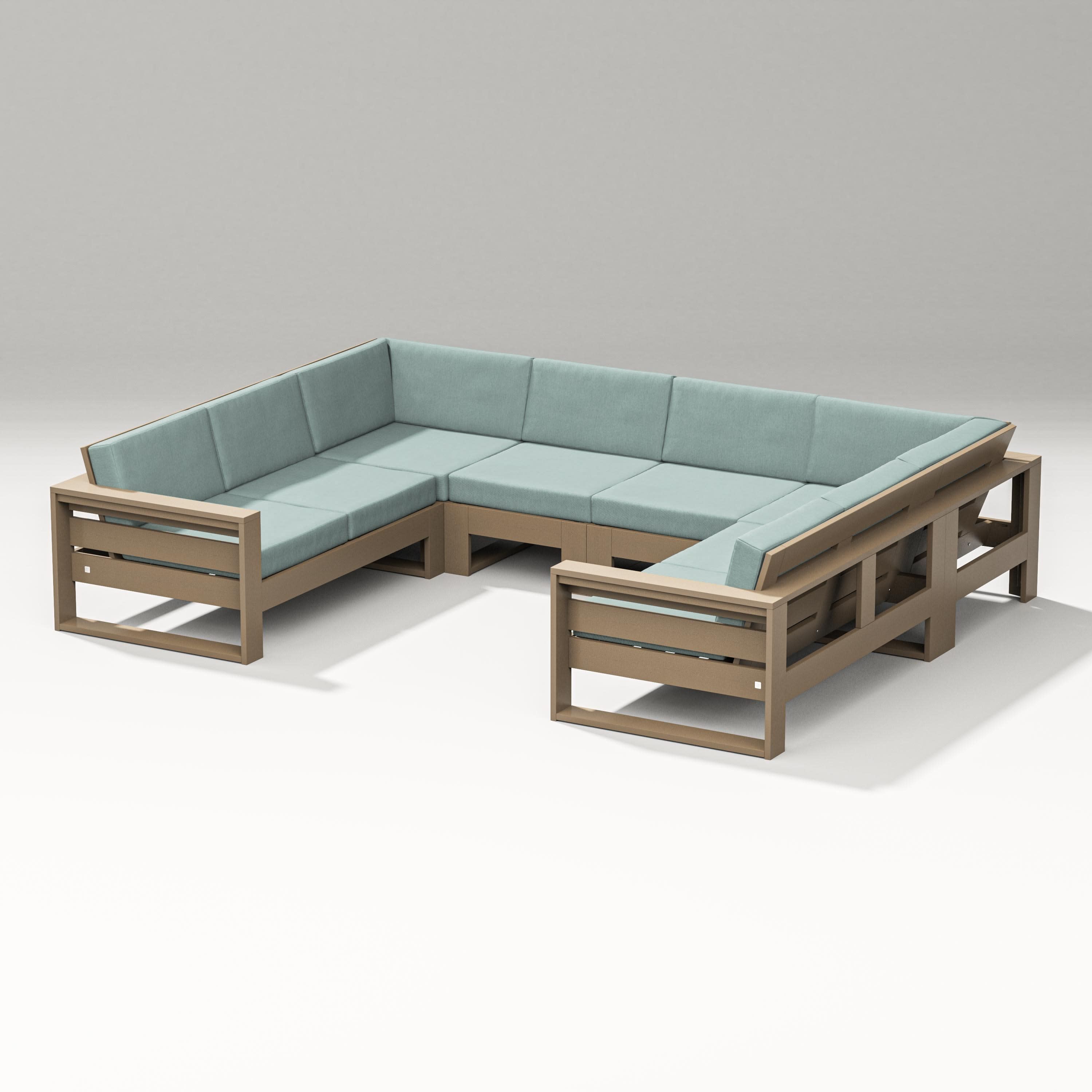 Latitude U-Shaped Sectional in Vintage Sahara / Glacier Spa