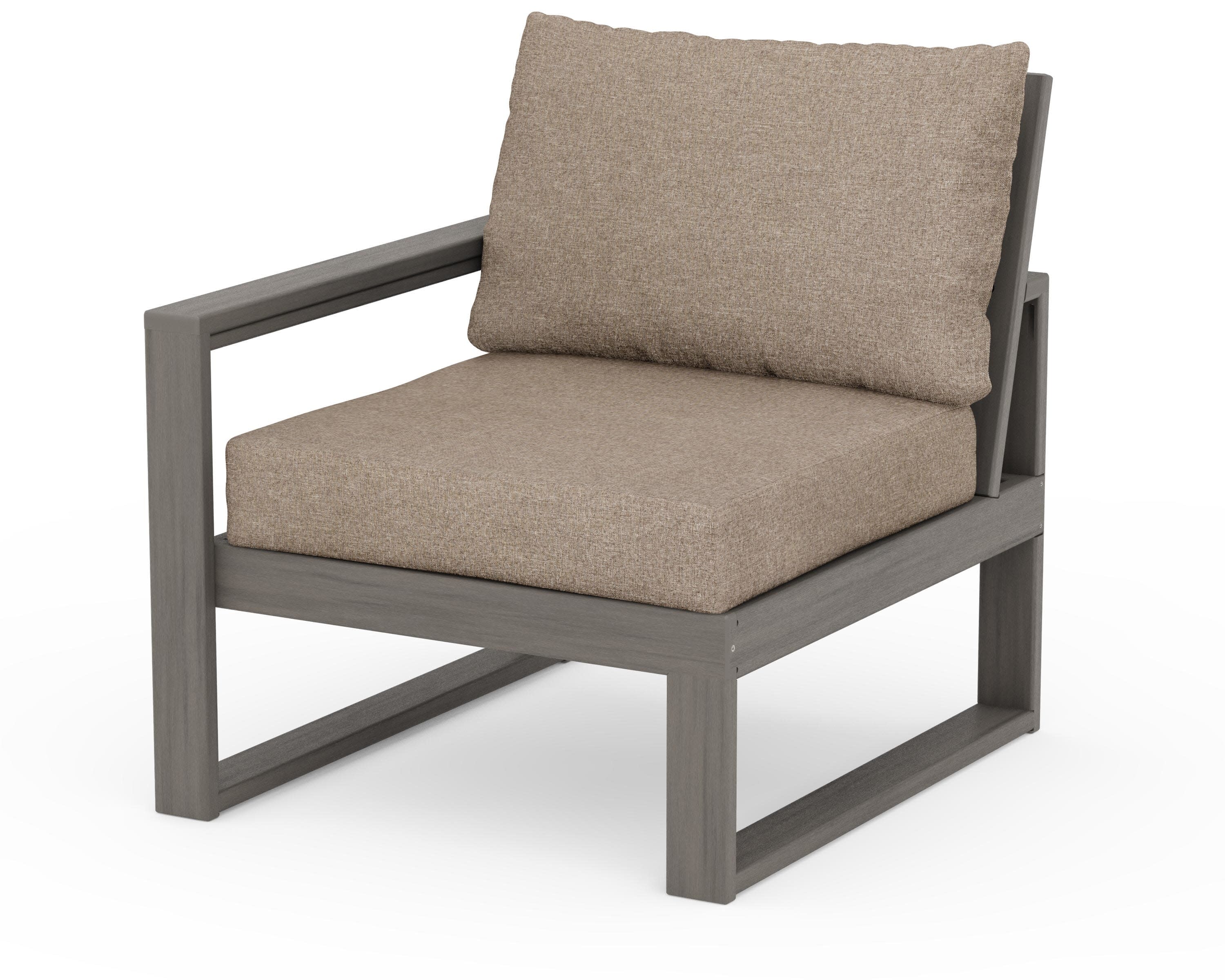 EDGE Modular Left Arm Chair in Driftwood / Spiced Burlap
