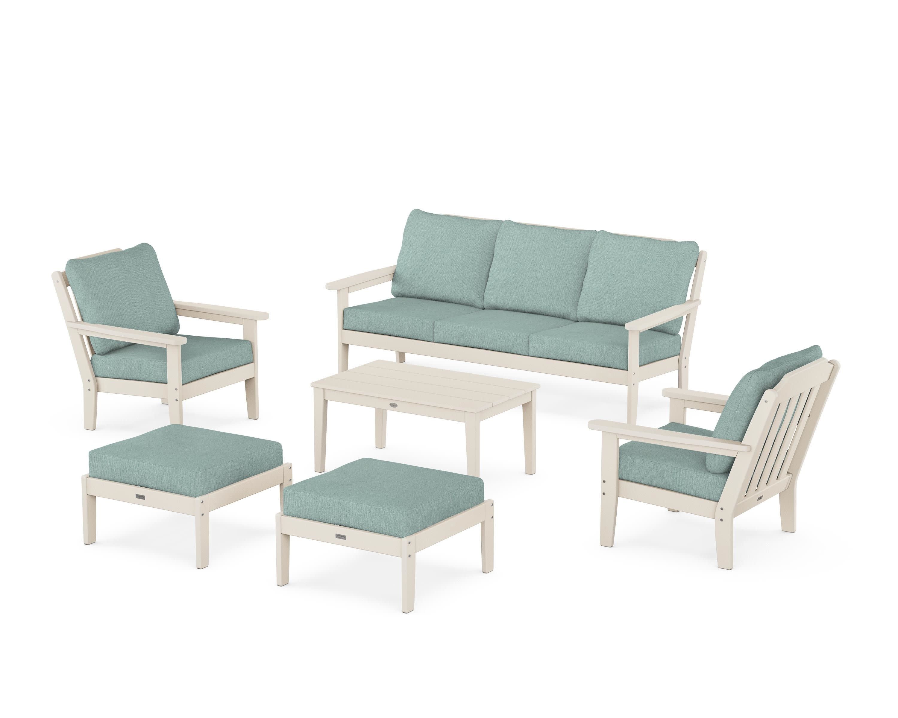 Cottage 6-Piece Lounge Sofa Set in Sand / Glacier Spa