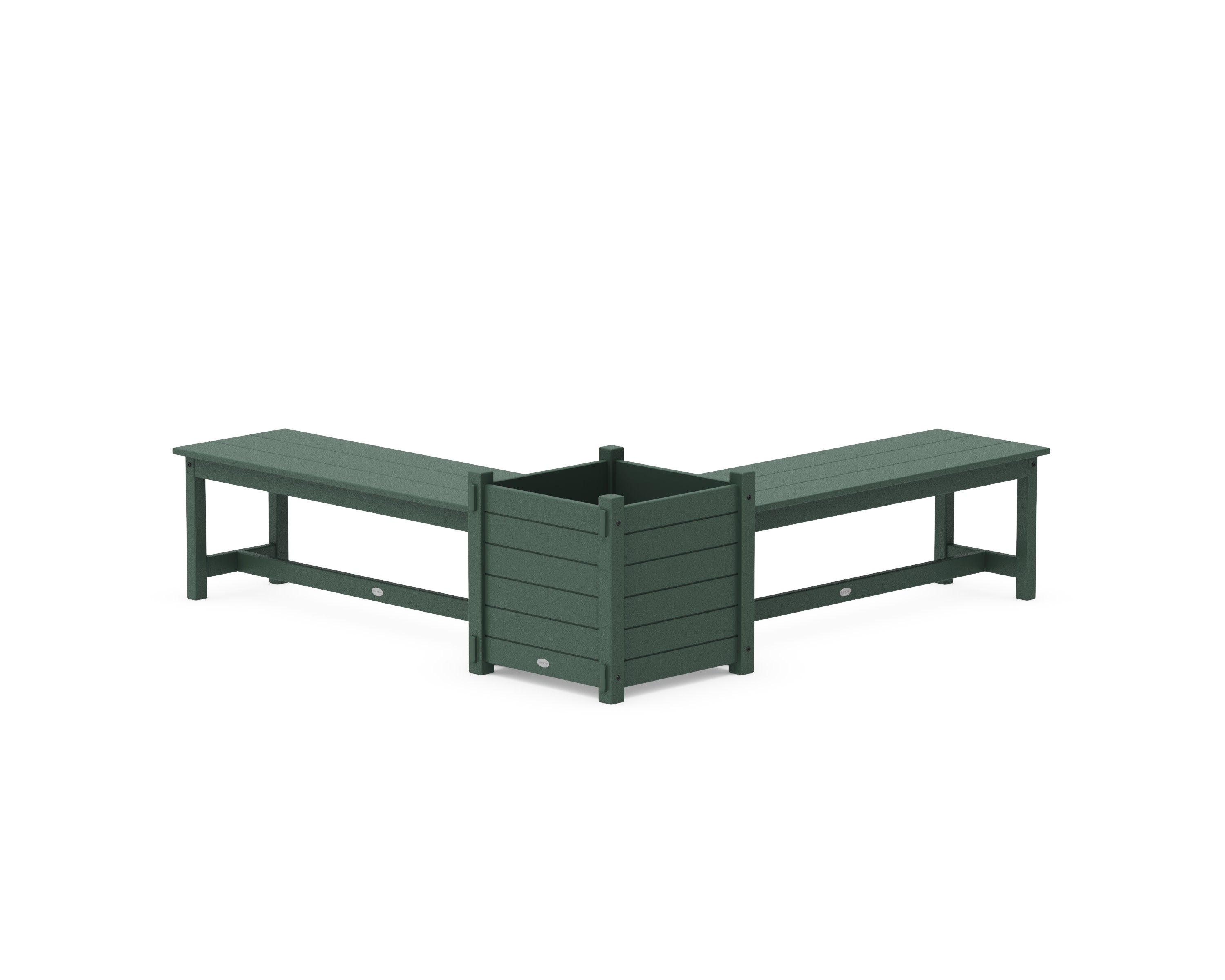 48" Nautical L- Shaped Planter Bench Set- Large in Green