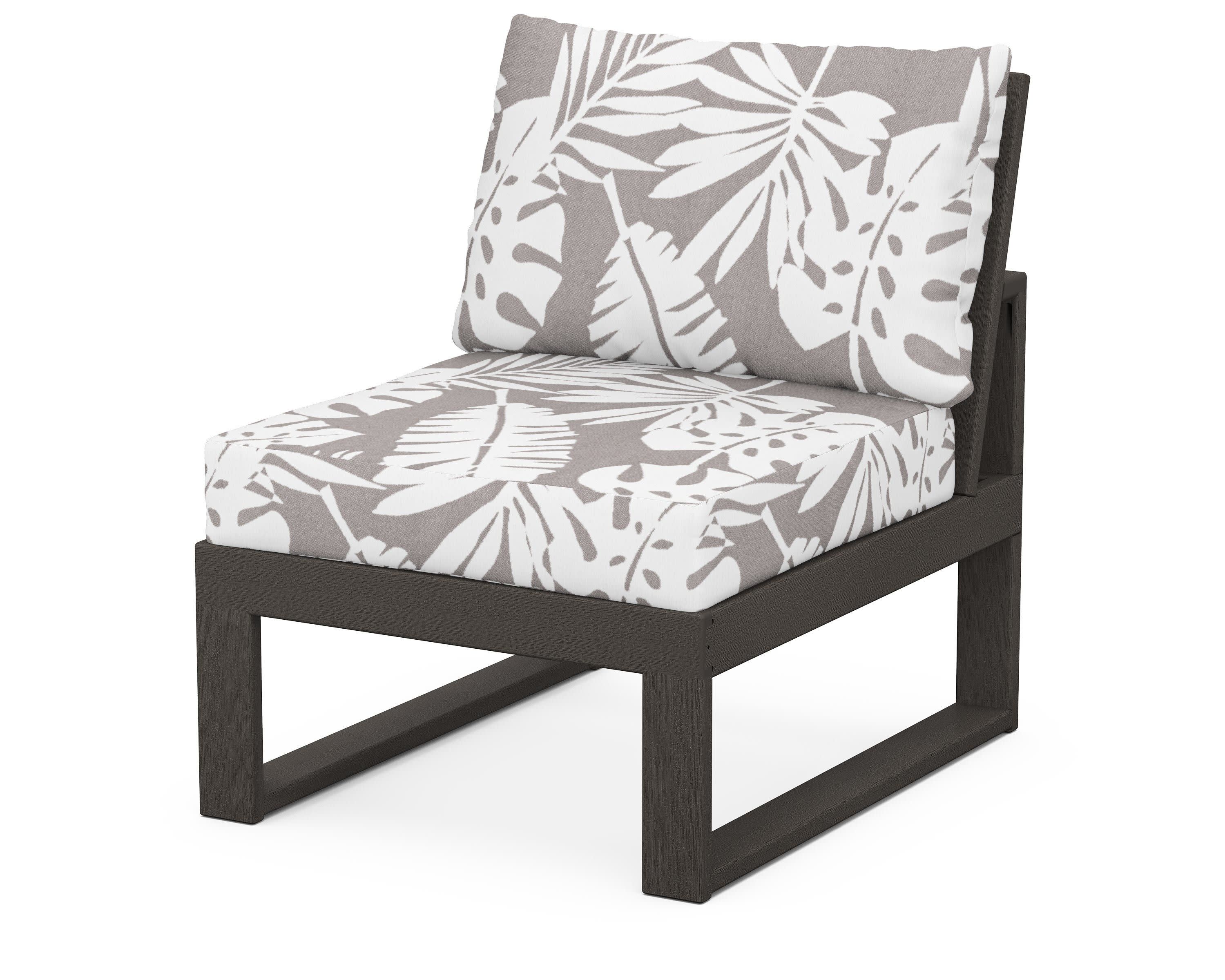 Modular Armless Chair in Vintage Coffee / Leaf Grey Mist