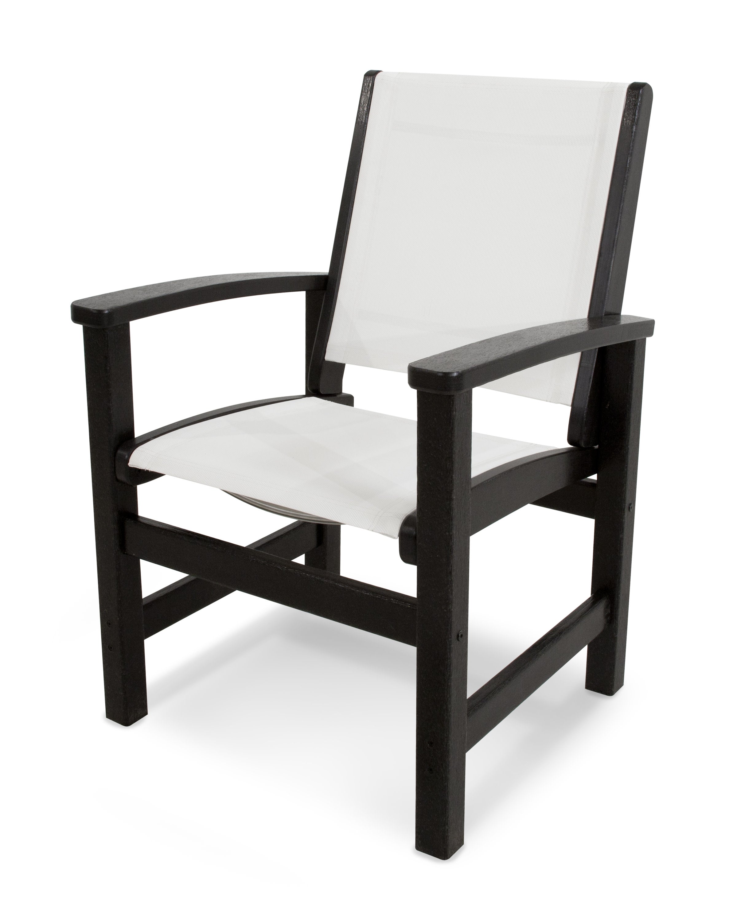 Coastal Dining Chair in Black / White Sling