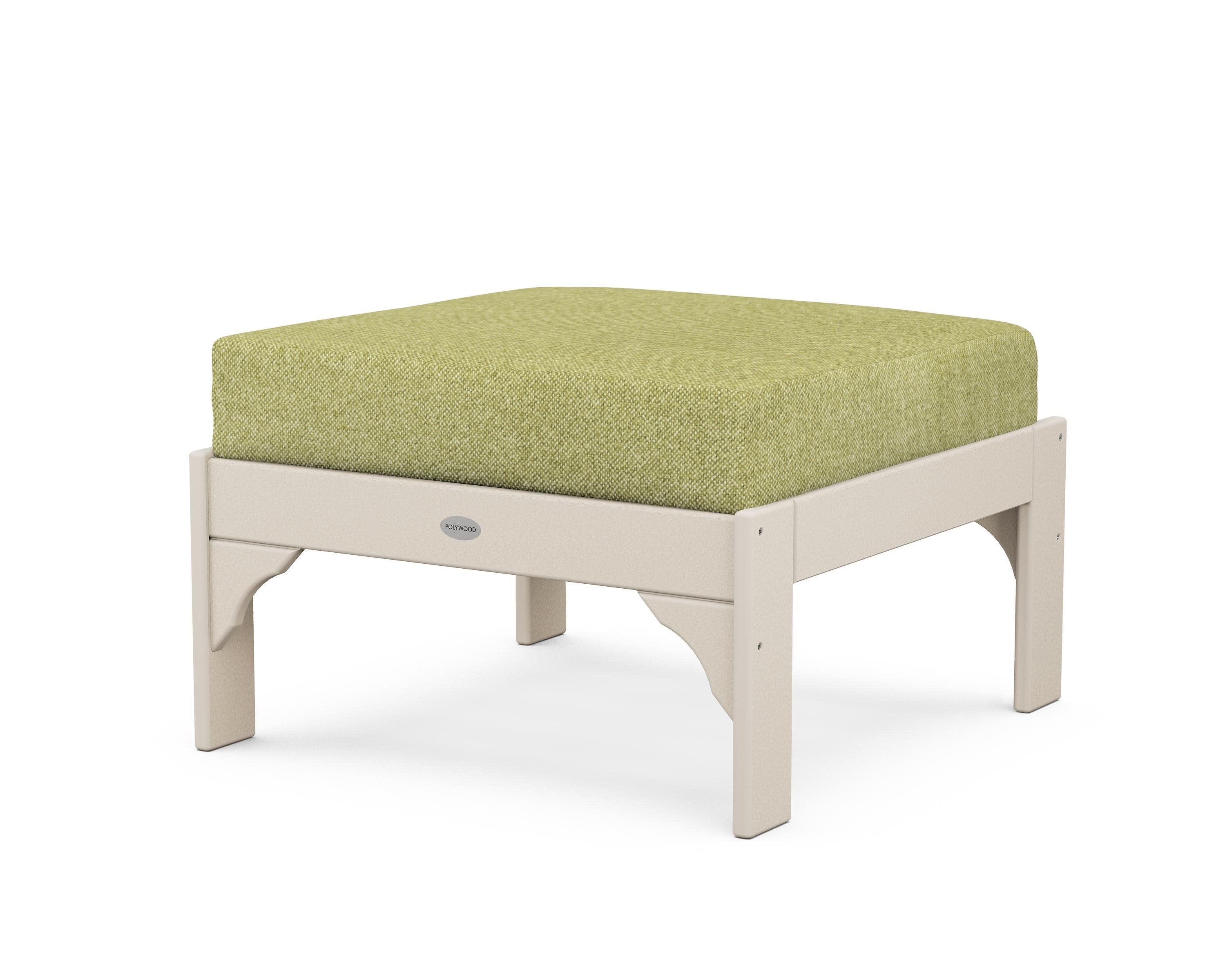 Vineyard Deep Seating Ottoman in Sand / Chartreuse Boucle