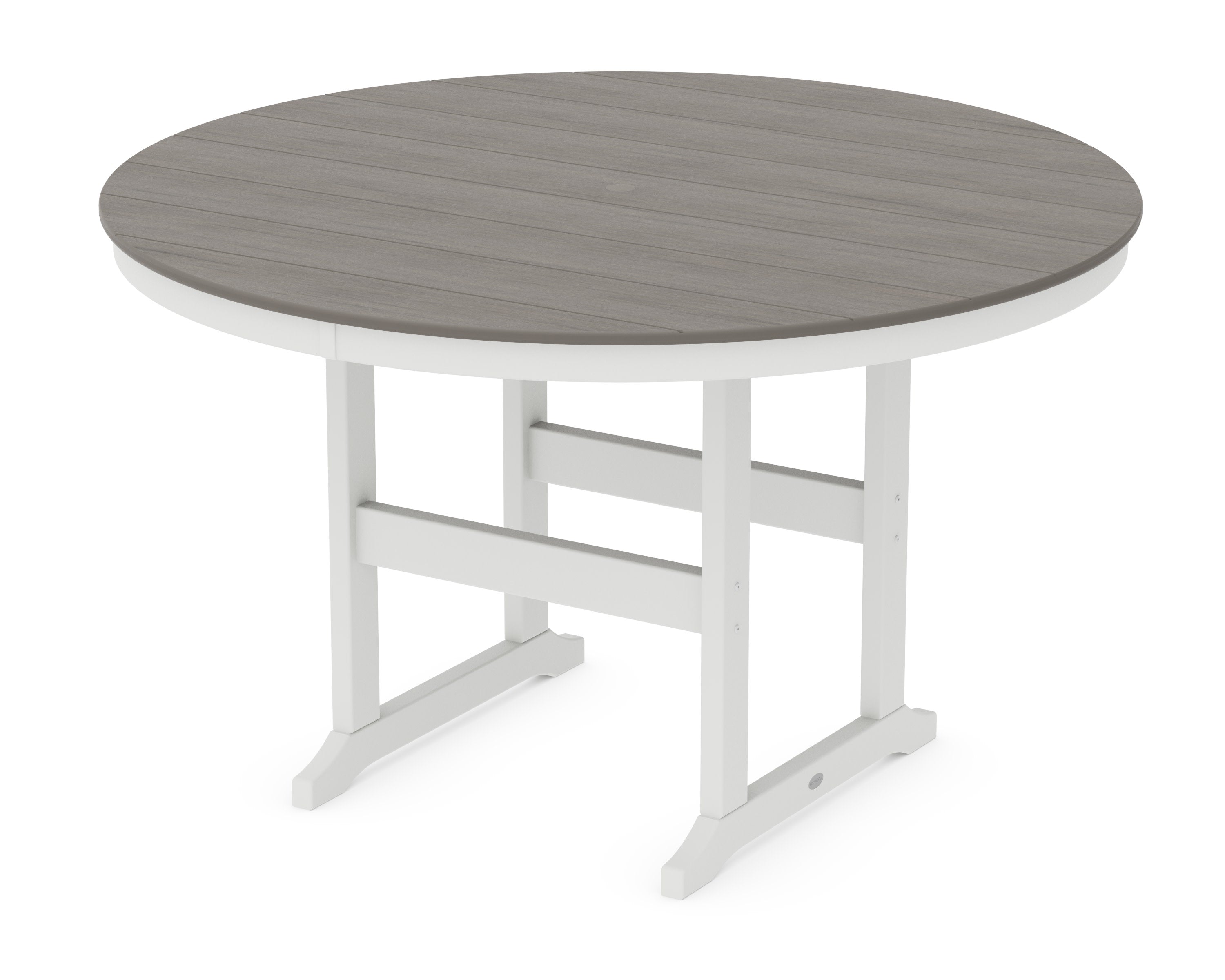 60" Round Farmhouse Counter Table in White / Driftwood