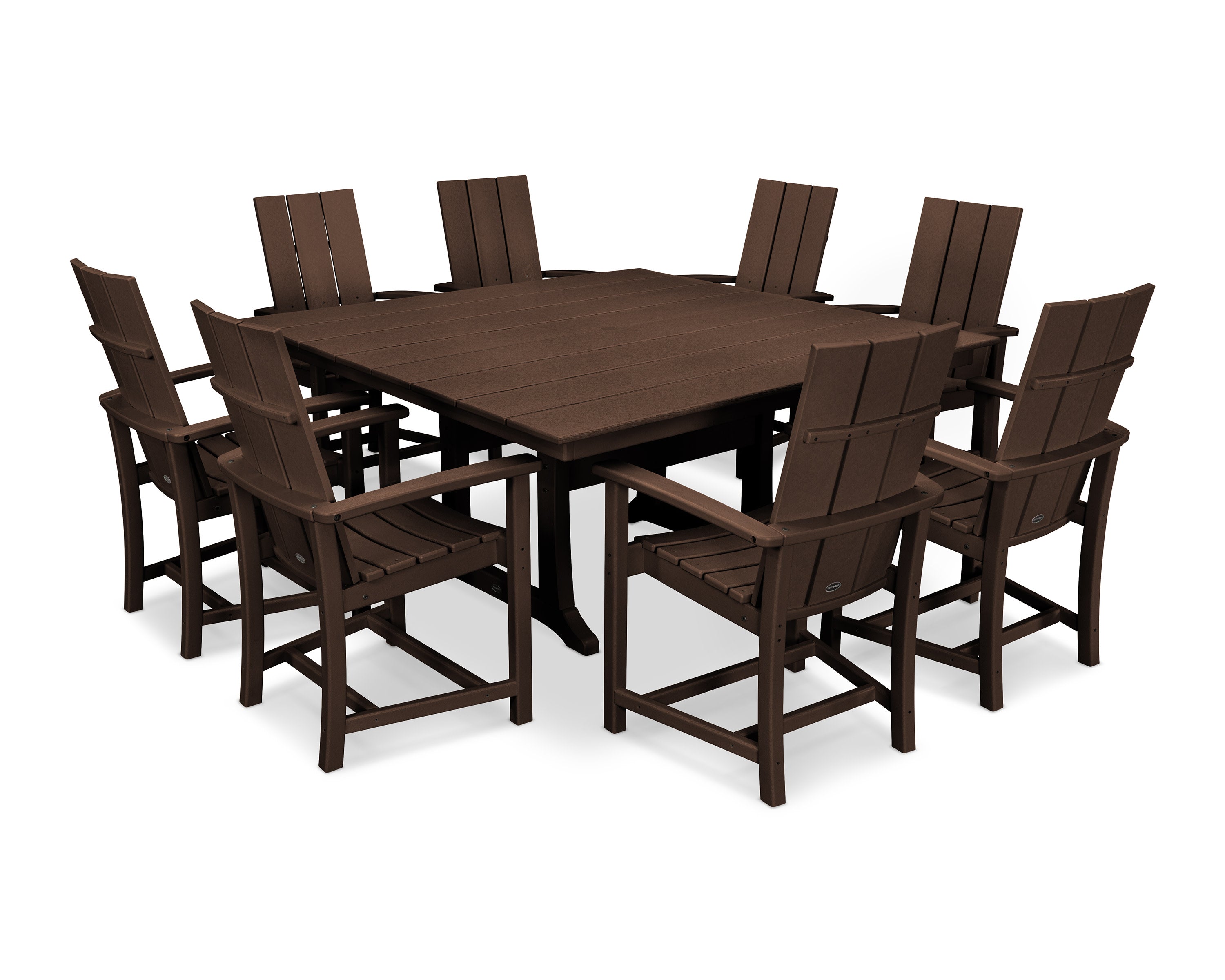 Modern Adirondack 9-Piece Farmhouse Trestle Dining Set in Mahogany