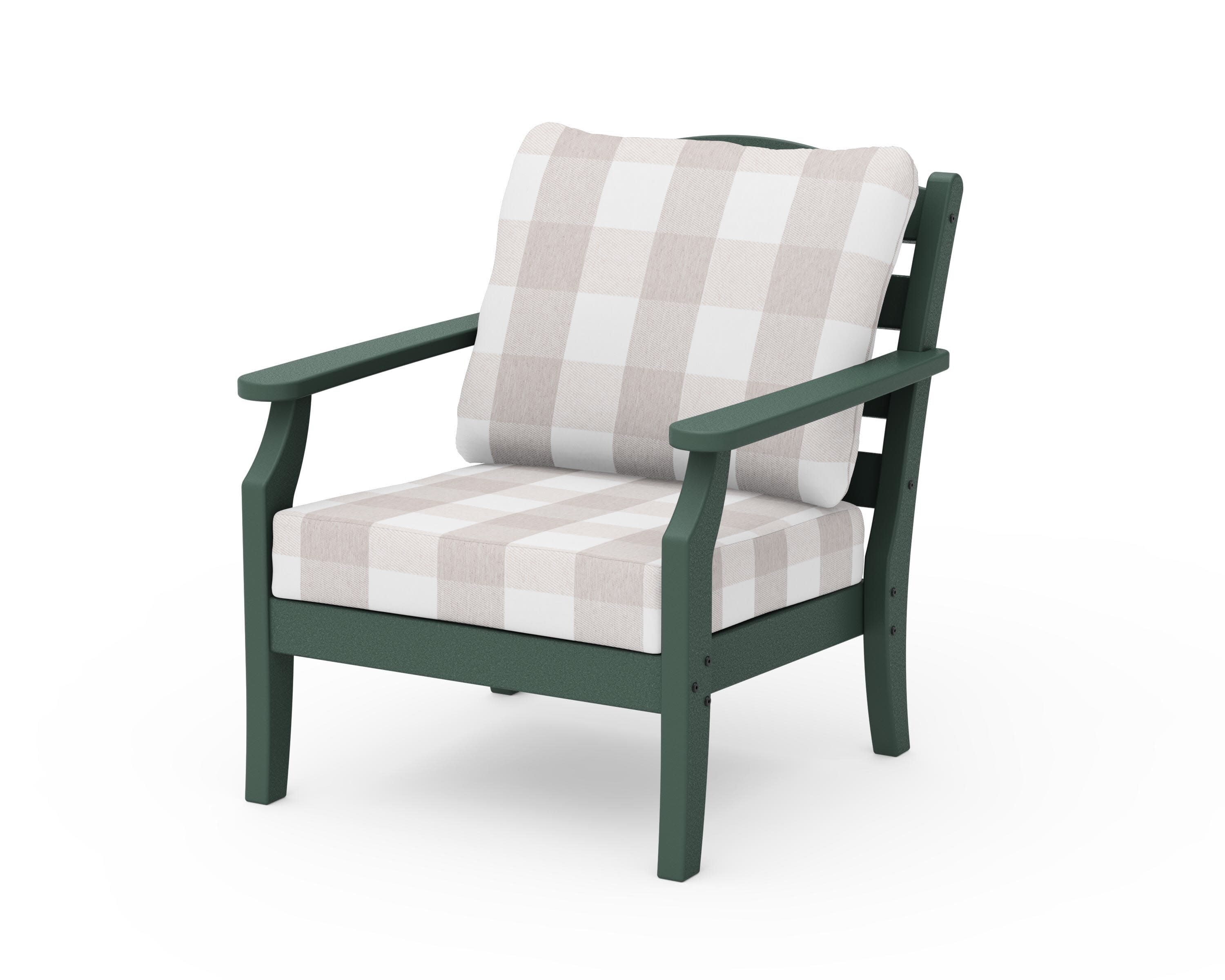 Savannah Deep Seating Chair in Green / Buffalo Plaid Dune Burlap