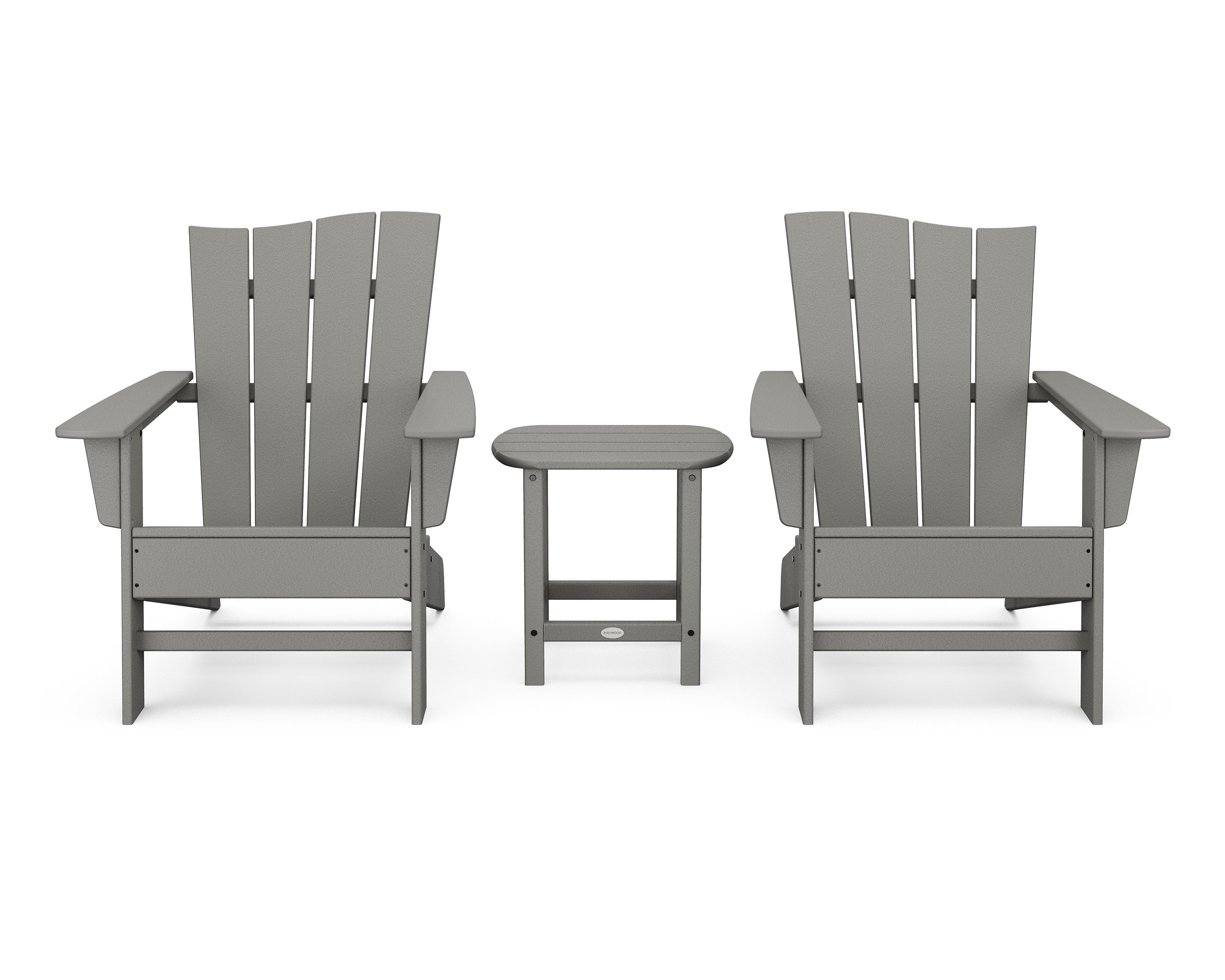 Wave 3-Piece Adirondack Chair Set in Slate Grey