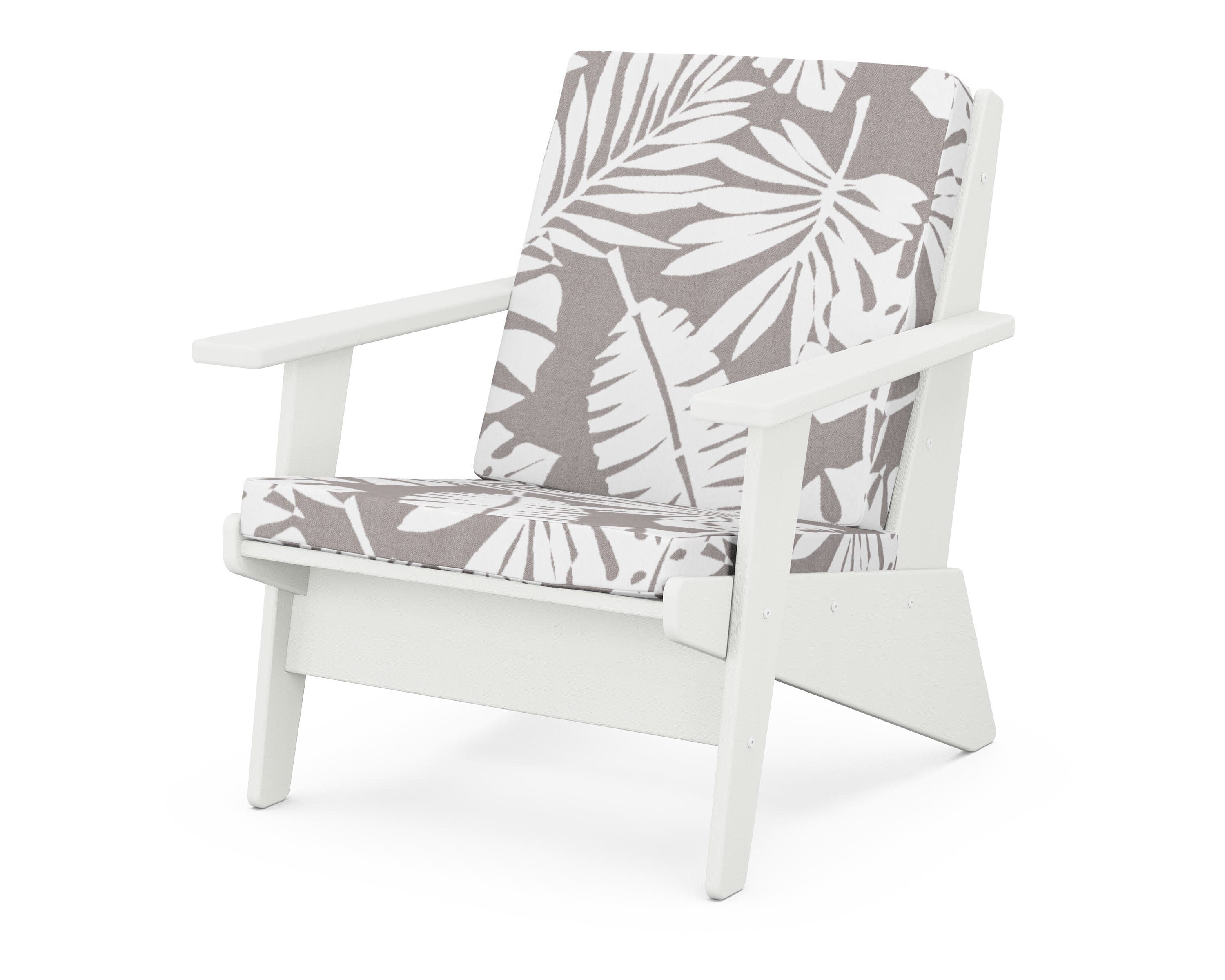Riviera Modern Lounge Chair in Vintage White / Leaf Grey Mist