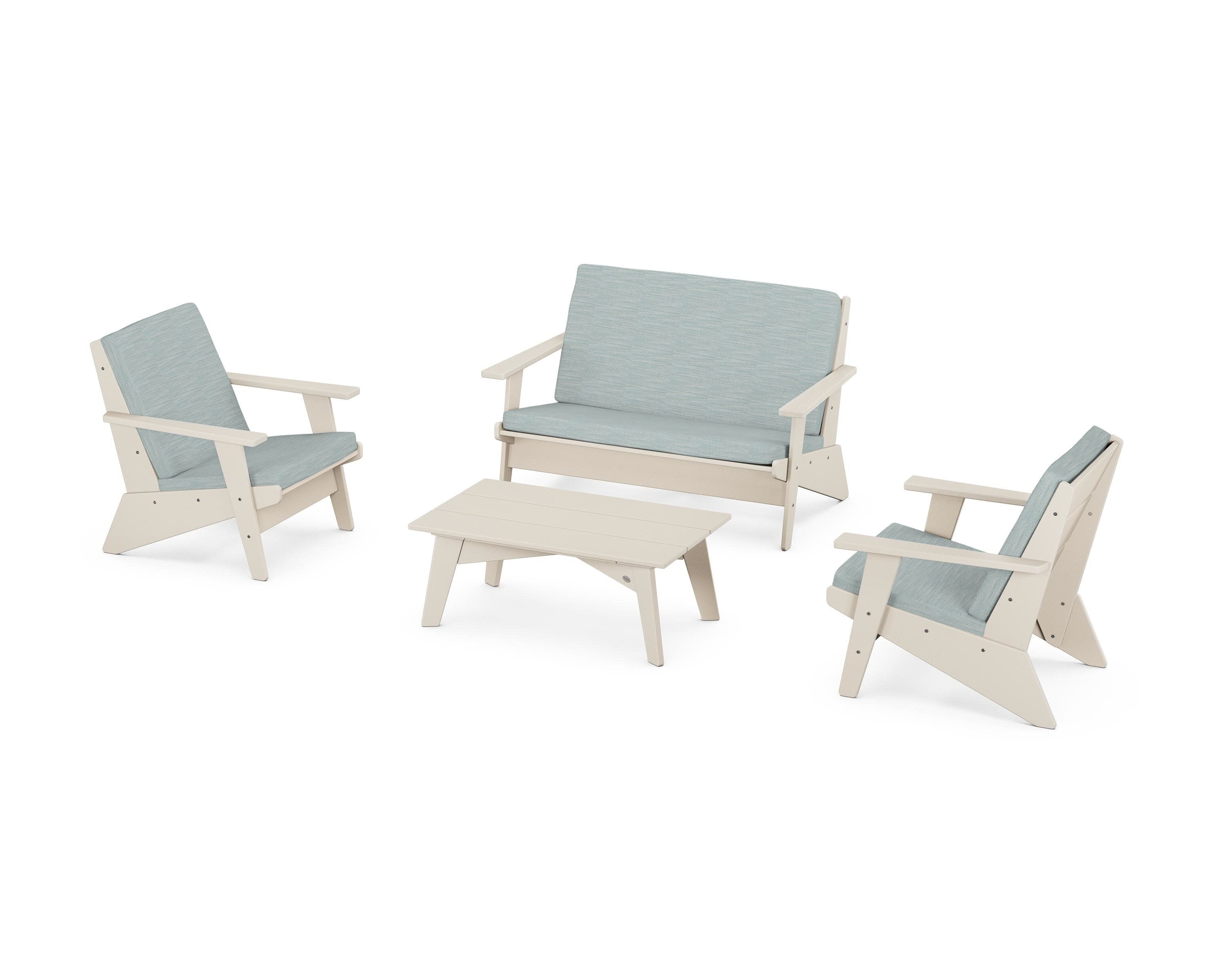 Riviera Modern Lounge 4-Piece Set in Sand / Soothe Mist