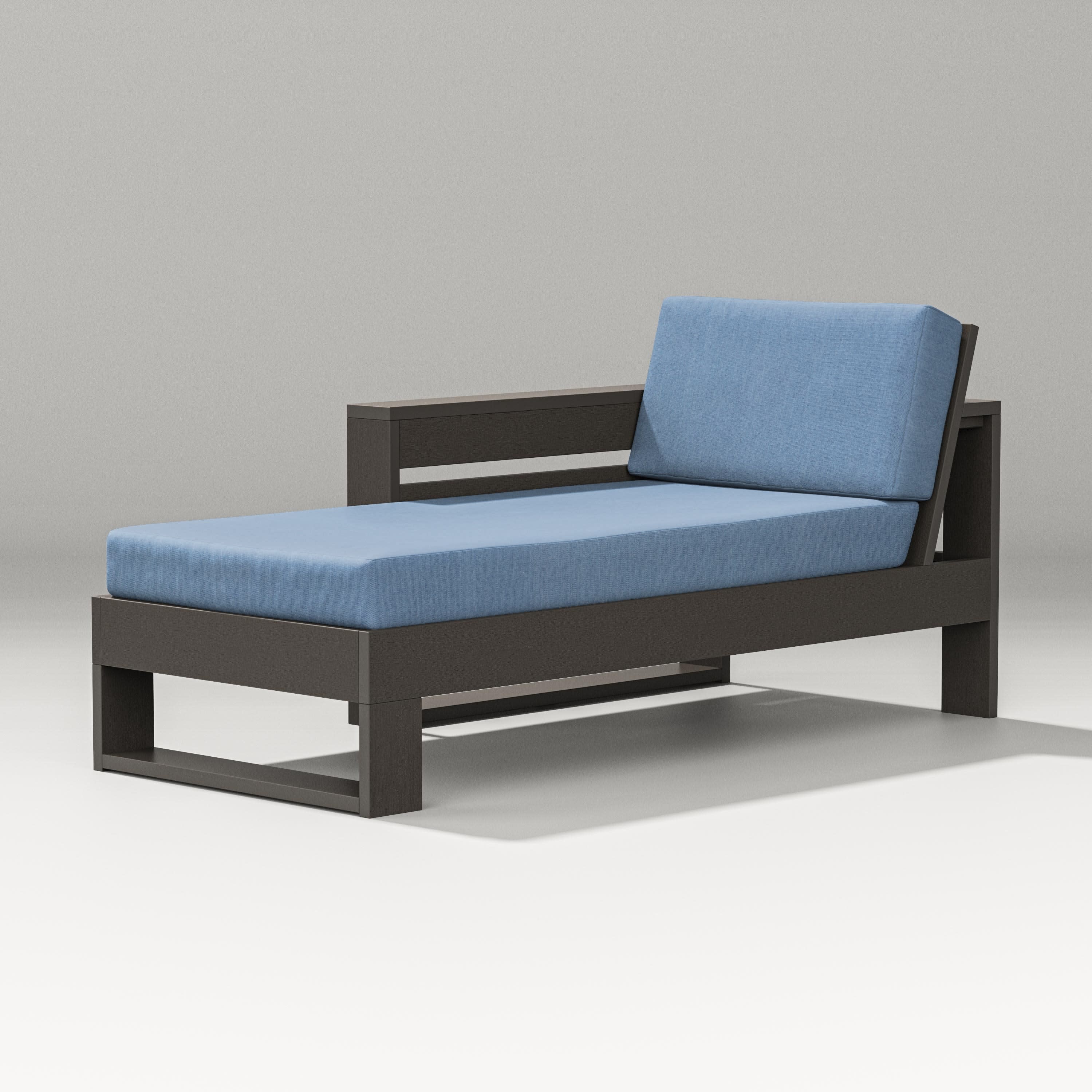 Latitude Modular Left Arm Chaise in Vintage Coffee / Sky Blue