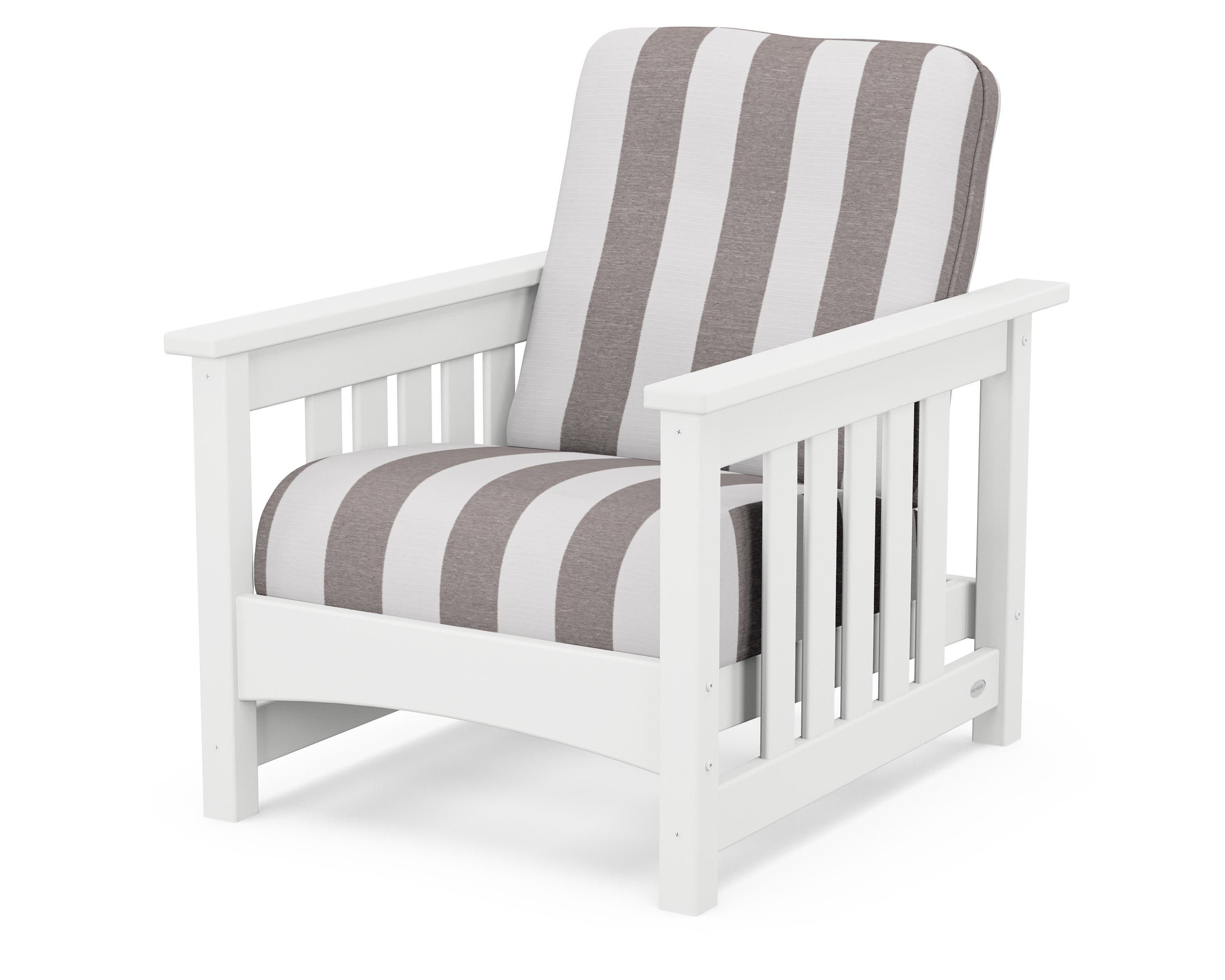 Club Mission Chair in White / Cabana Stripe Grey Mist