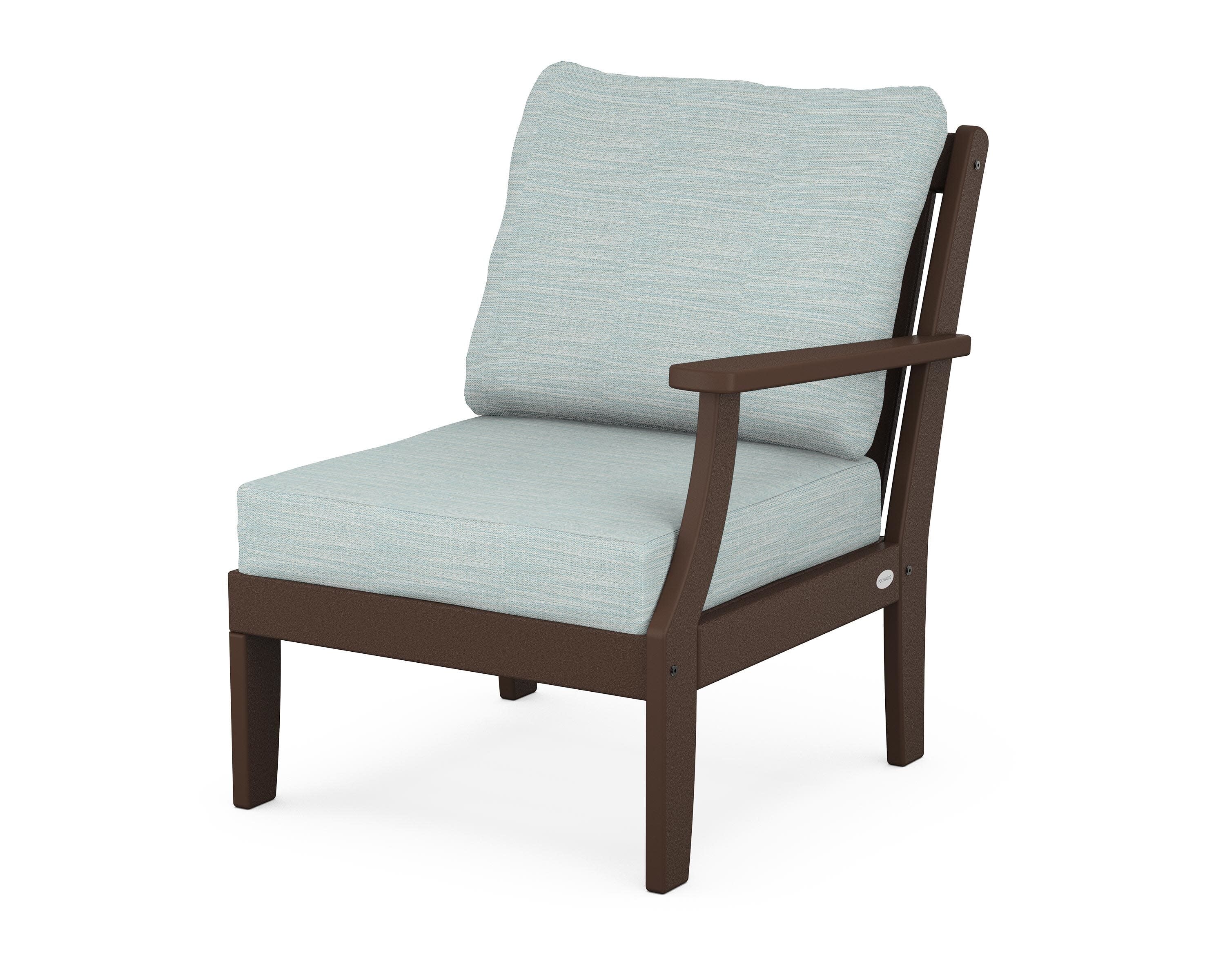 Braxton Modular Right Arm Chair in Mahogany / Soothe Mist