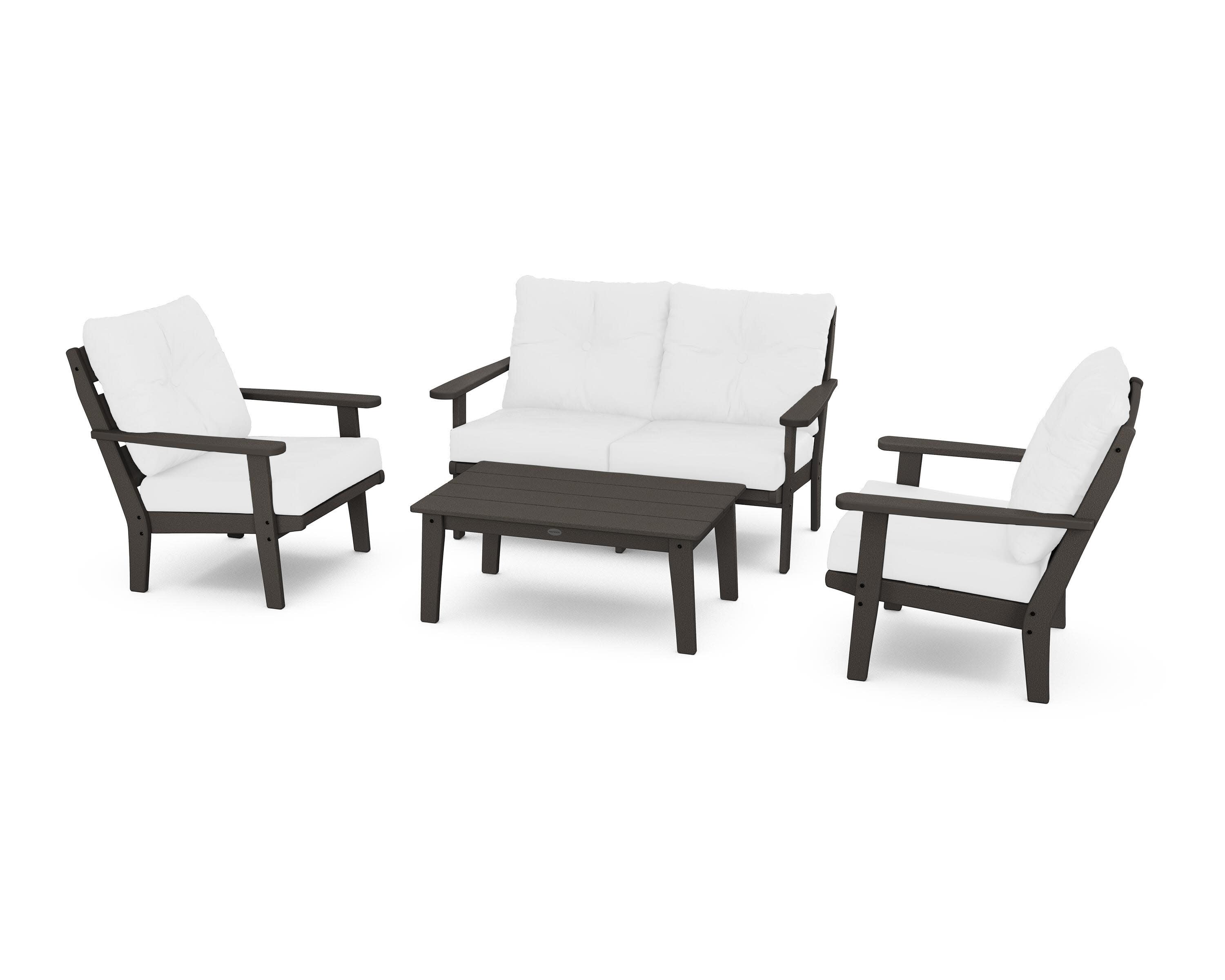 Lakeside 4-Piece Deep Seating Set in Vintage Coffee / Natural