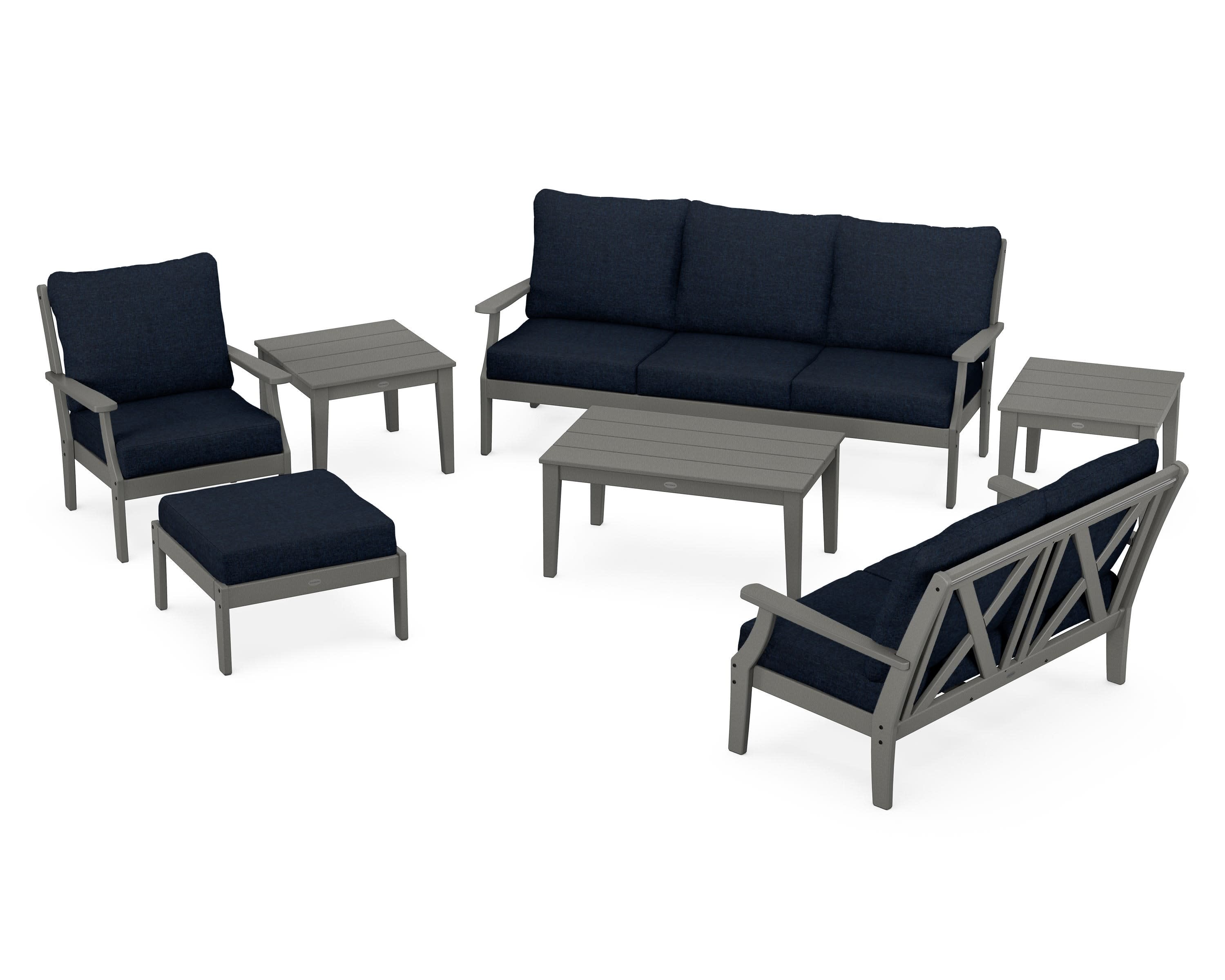 Braxton 7-Piece Deep Seating Set in Slate Grey / Marine Indigo