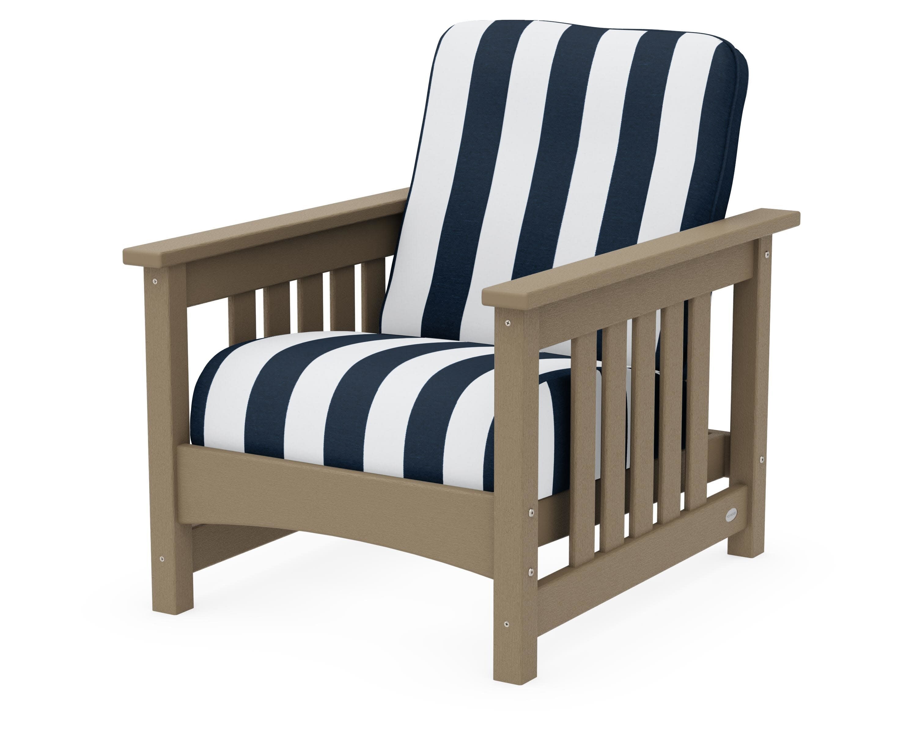 Club Mission Chair in Vintage Sahara / Cabana Stripe Marine Indigo