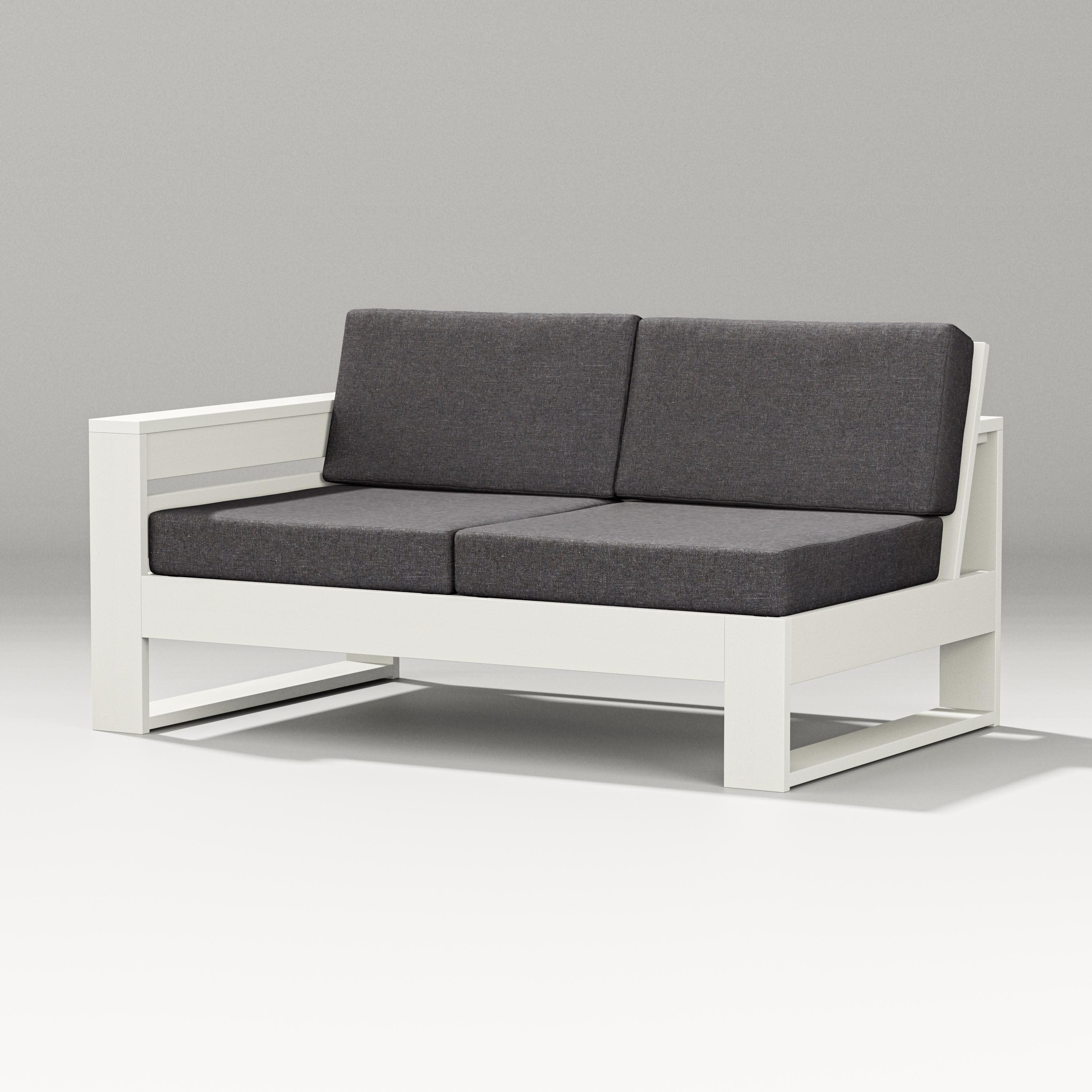 Latitude Modular Left Arm Loveseat in Vintage White / Ash Charcoal