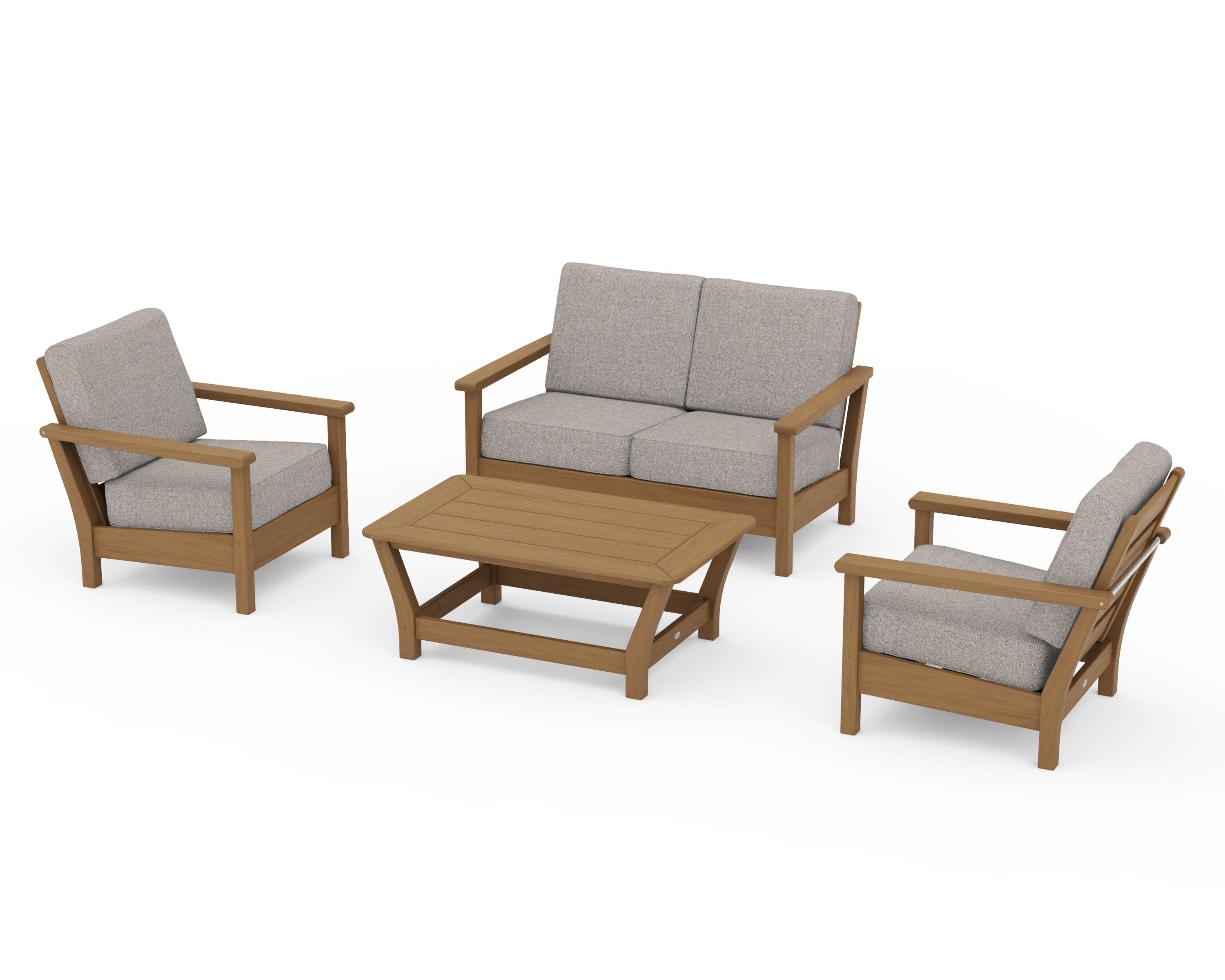 Harbour 4-Piece Deep Seating Set in Natural / Weathered Tweed