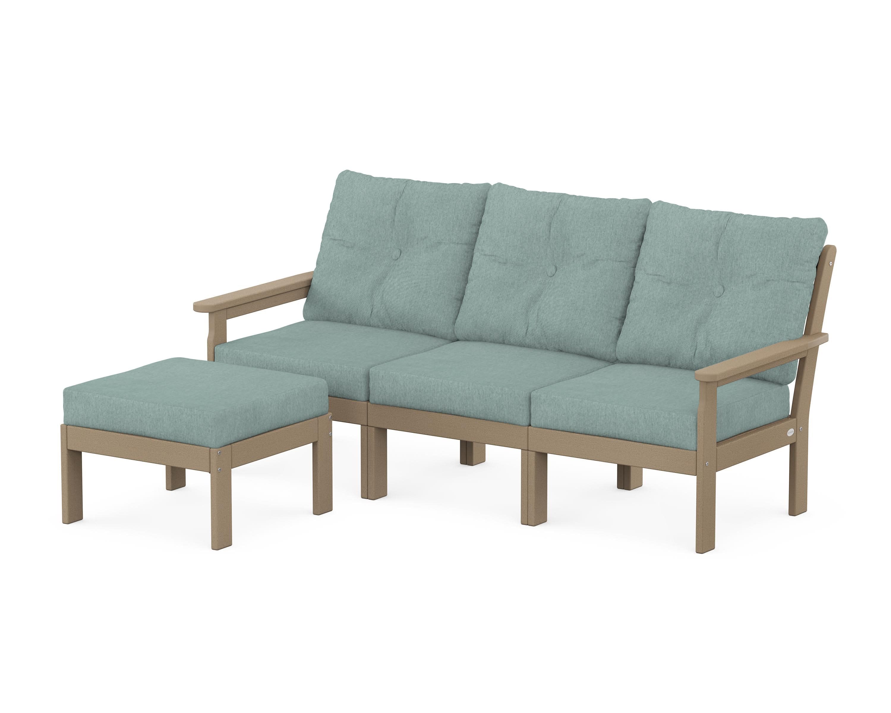 Vineyard 4-Piece Sectional with Ottoman in Vintage Sahara / Glacier Spa