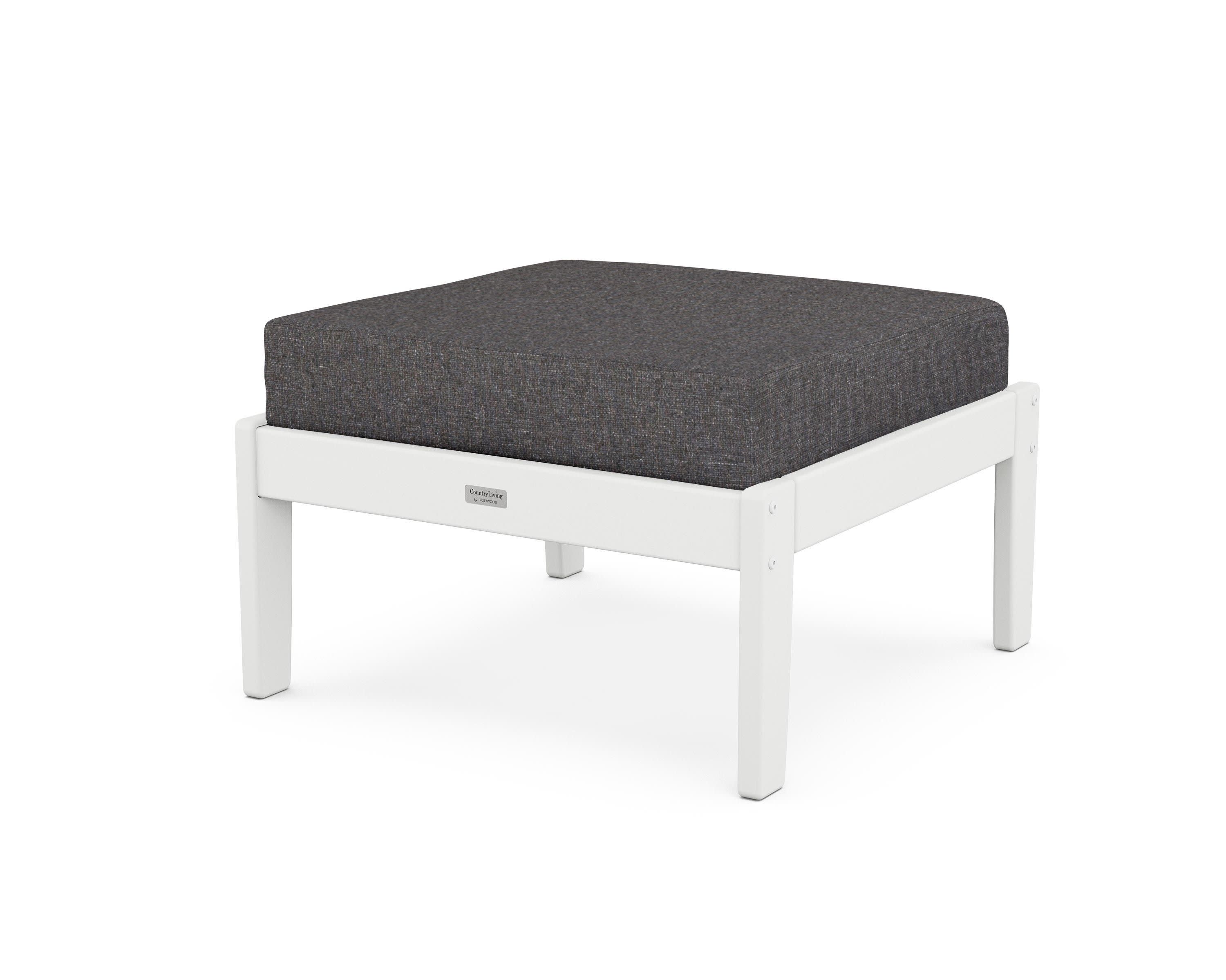 Cottage Deep Seating Ottoman in White / Ash Charcoal