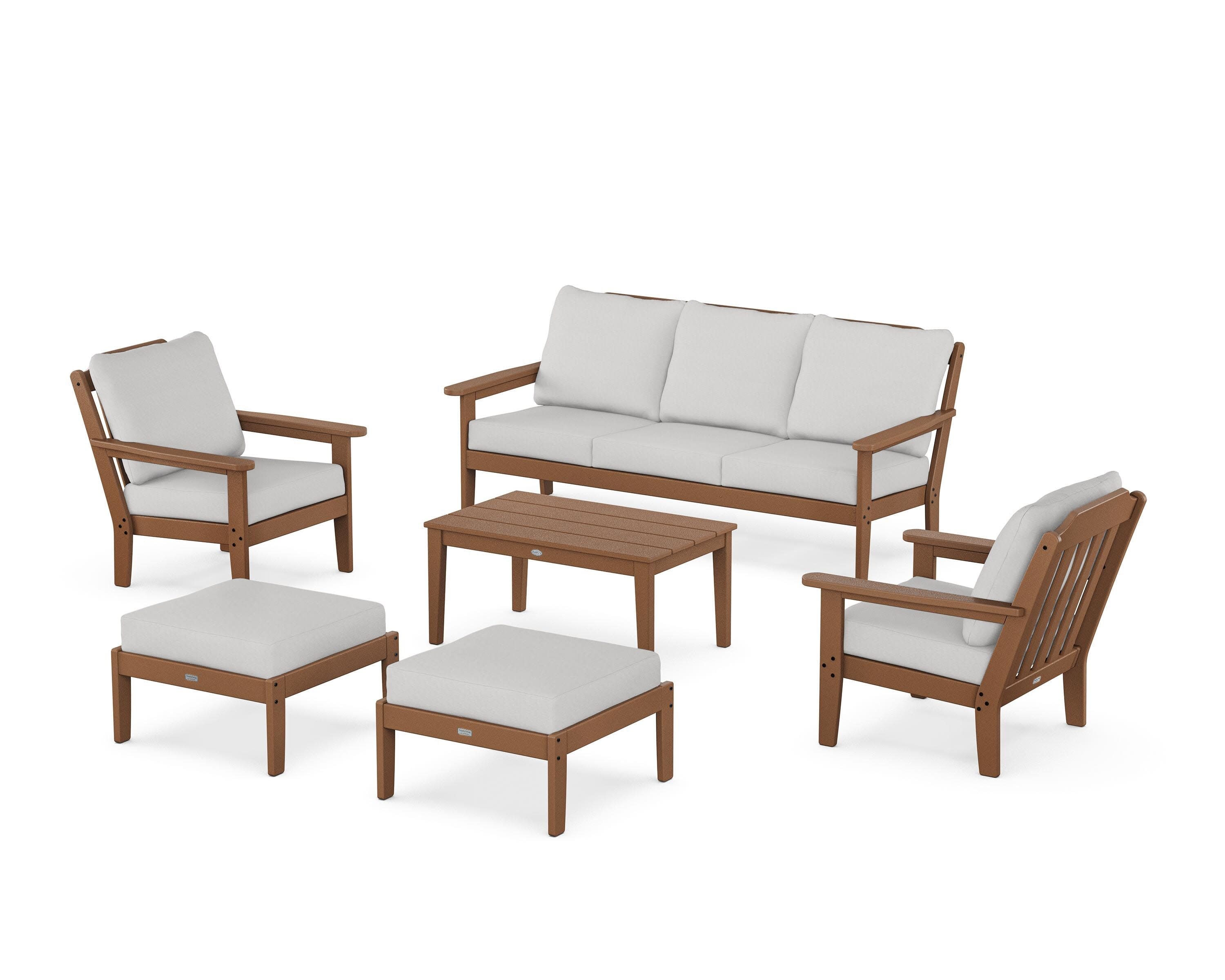 Cottage 6-Piece Lounge Sofa Set in Teak / Diamond in the Rough