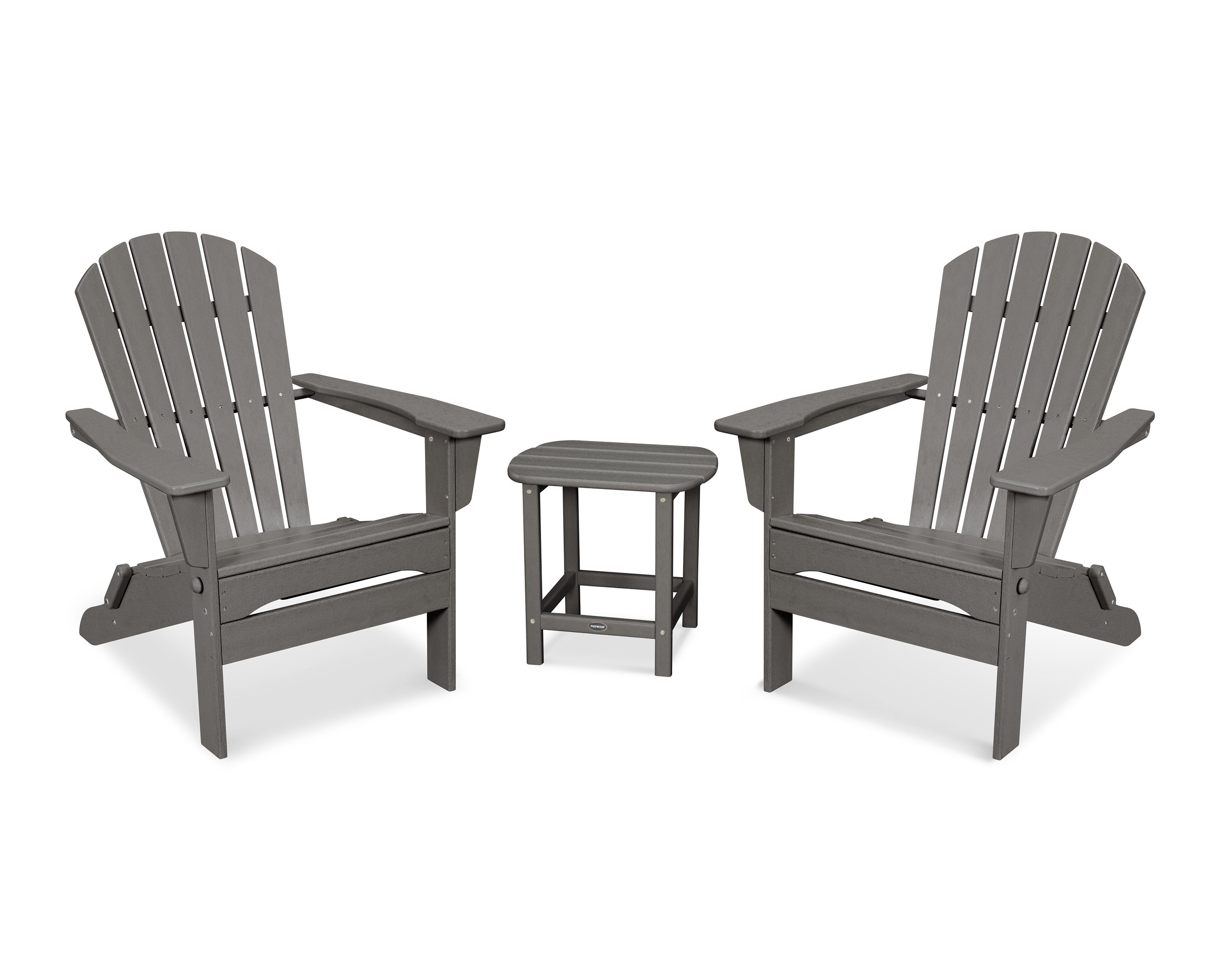 South Beach 3-Piece Folding Adirondack Set in Slate Grey
