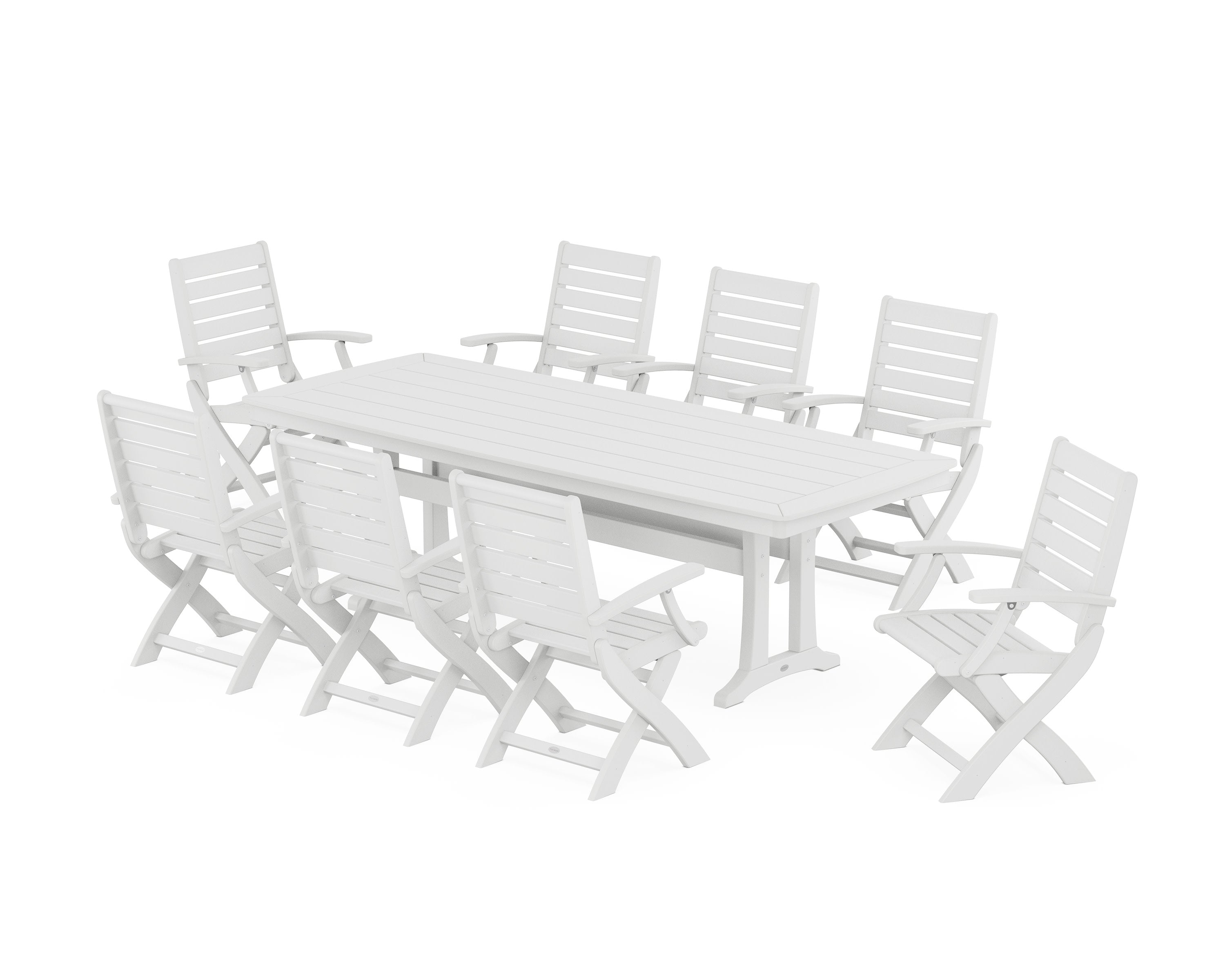 Signature Folding 9-Piece Dining Set with Trestle Legs in White