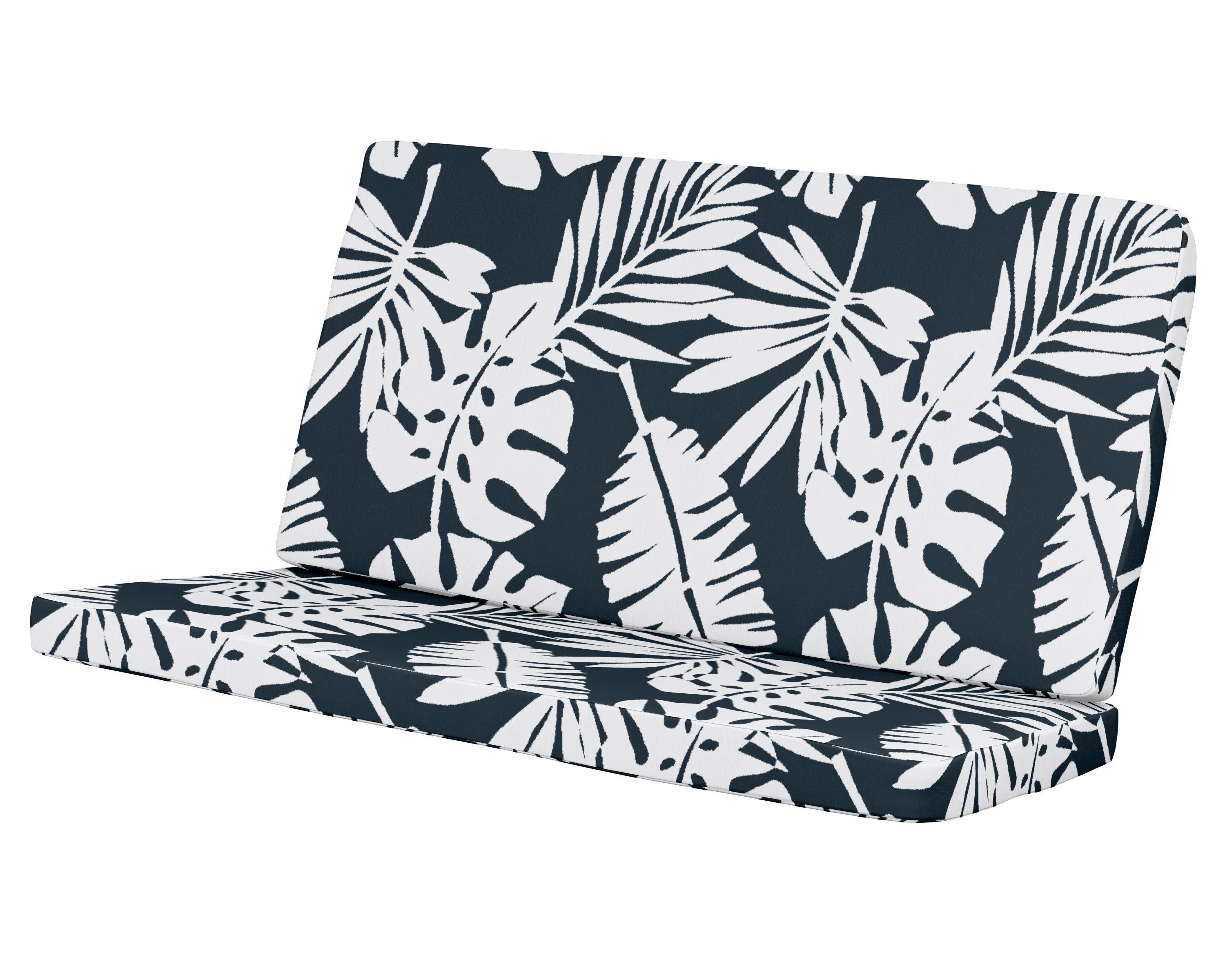 Modern Loveseat Cushion in Leaf Marine Indigo