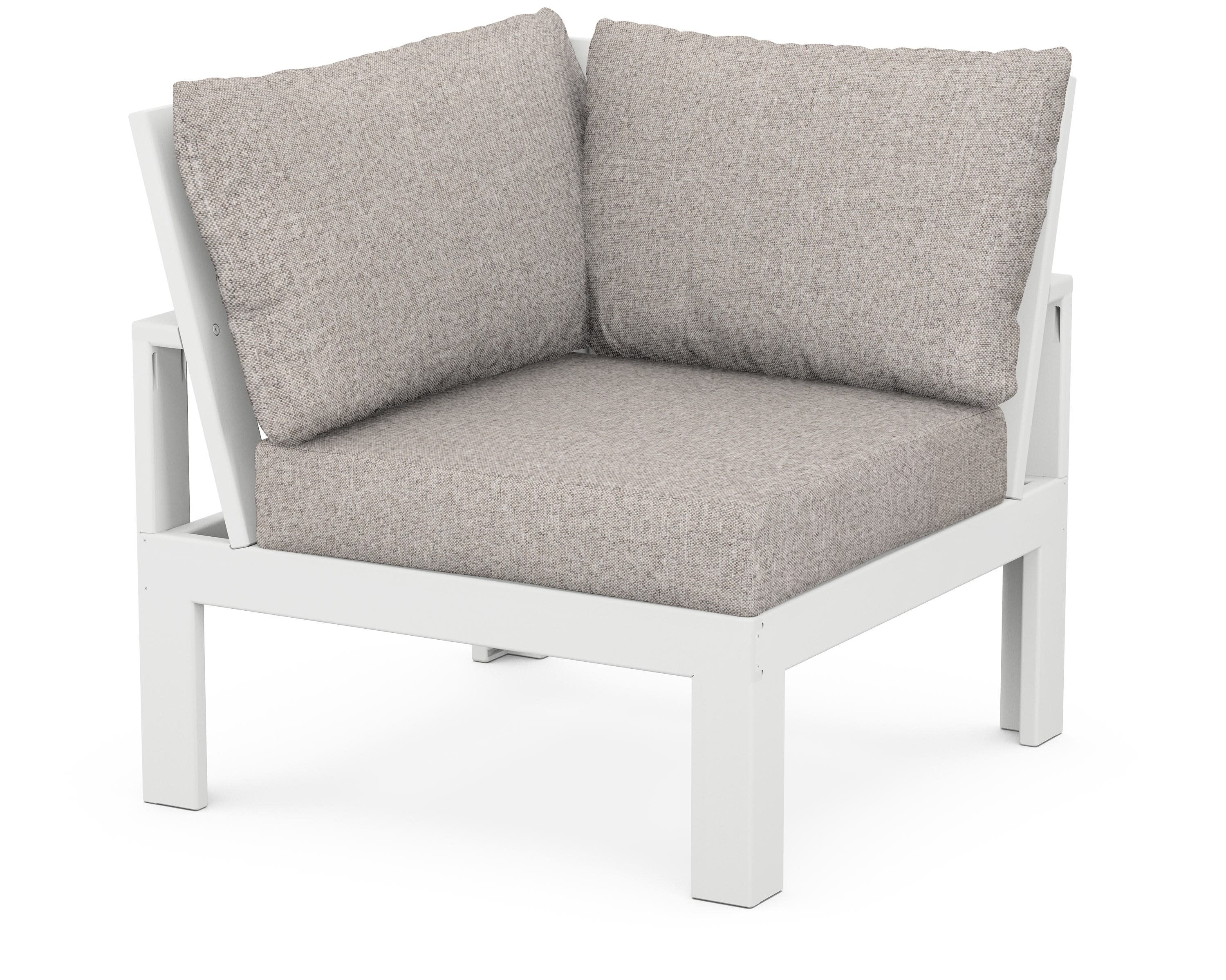 Modular Corner Chair in White / Weathered Tweed