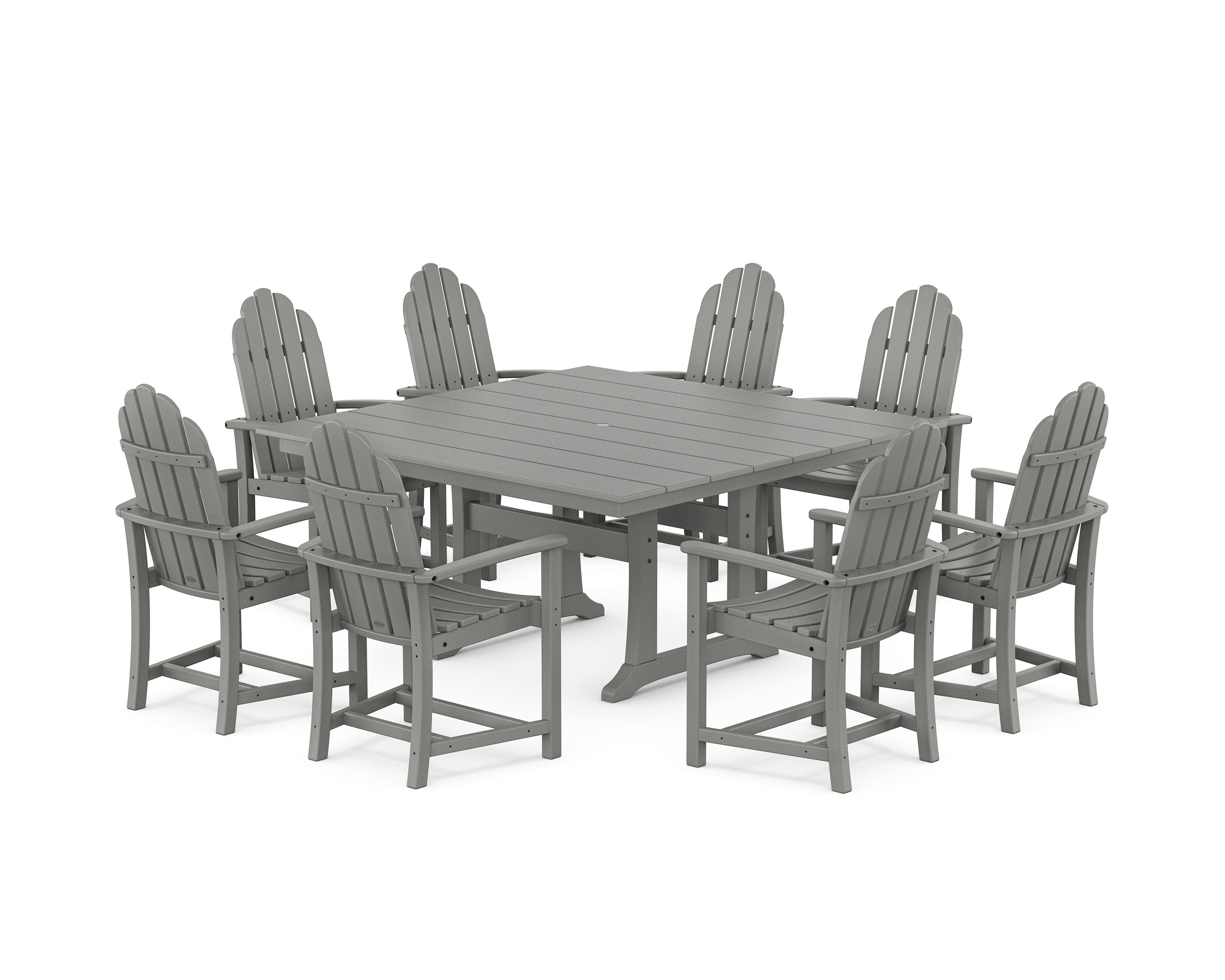 Classic Adirondack 9-Piece Square Farmhouse Dining Set with Trestle Legs in Slate Grey